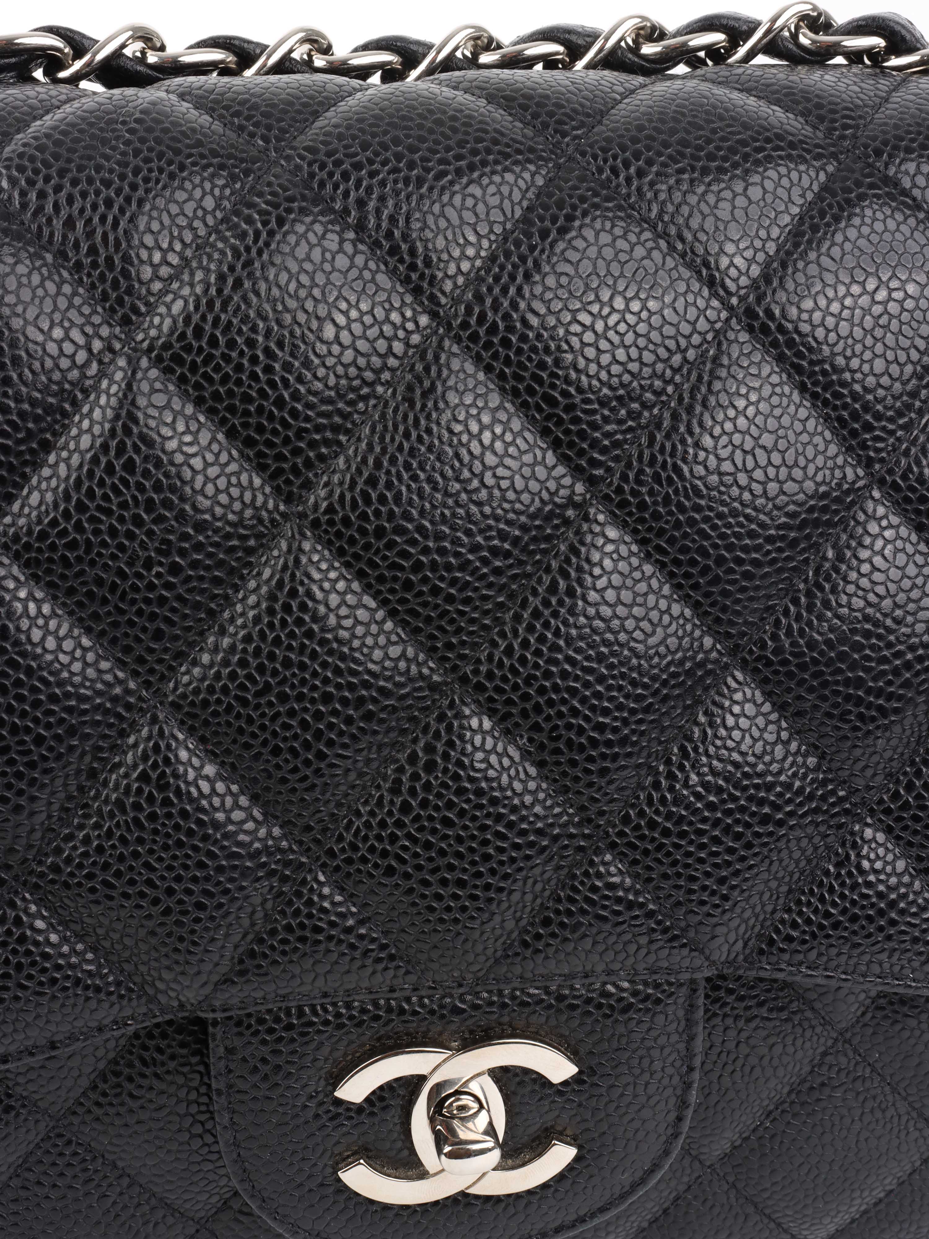 Chanel Black Jumbo Caviar Single Classic Flap.