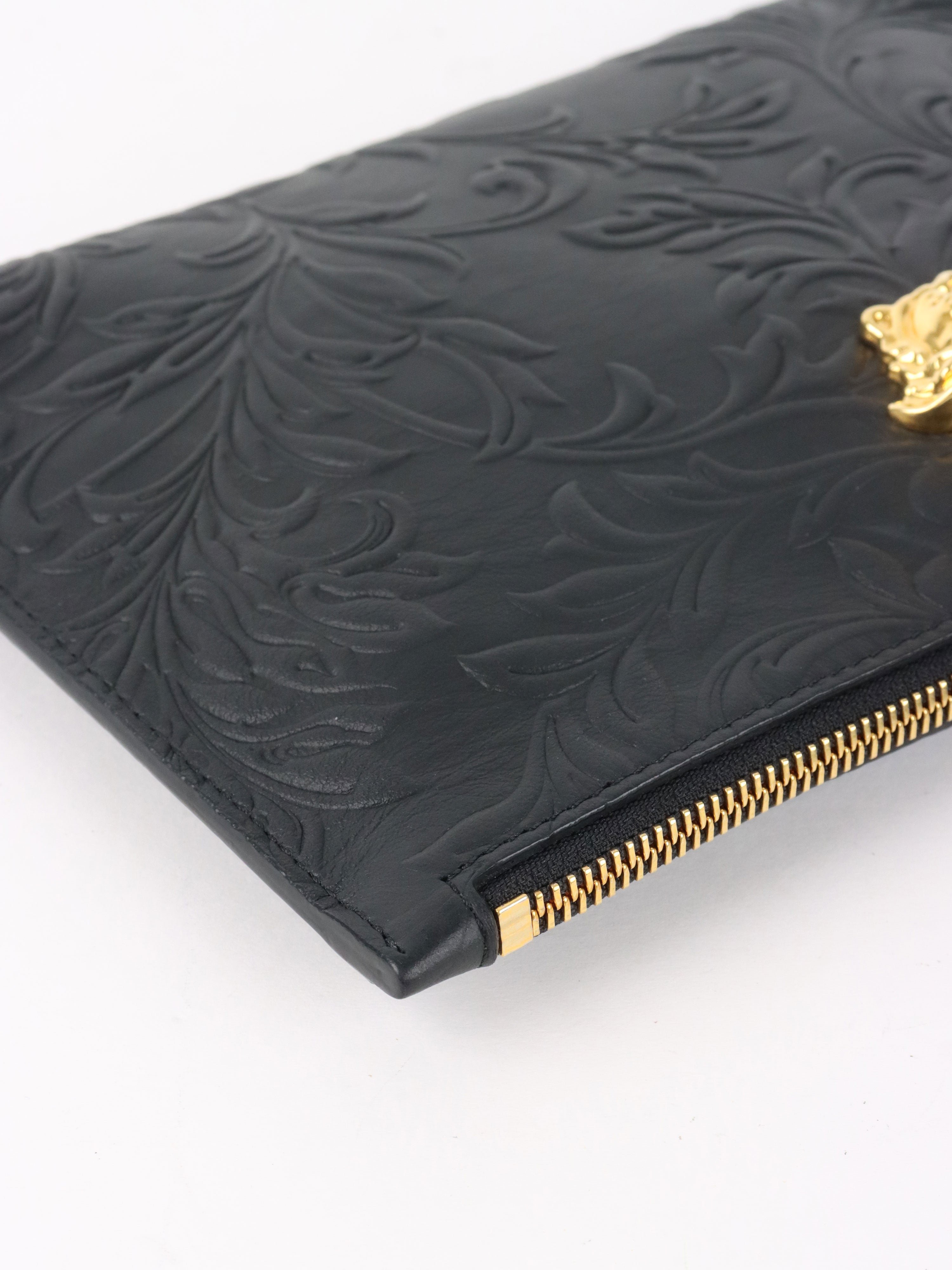 Versace Black Medusa Floral Clutch