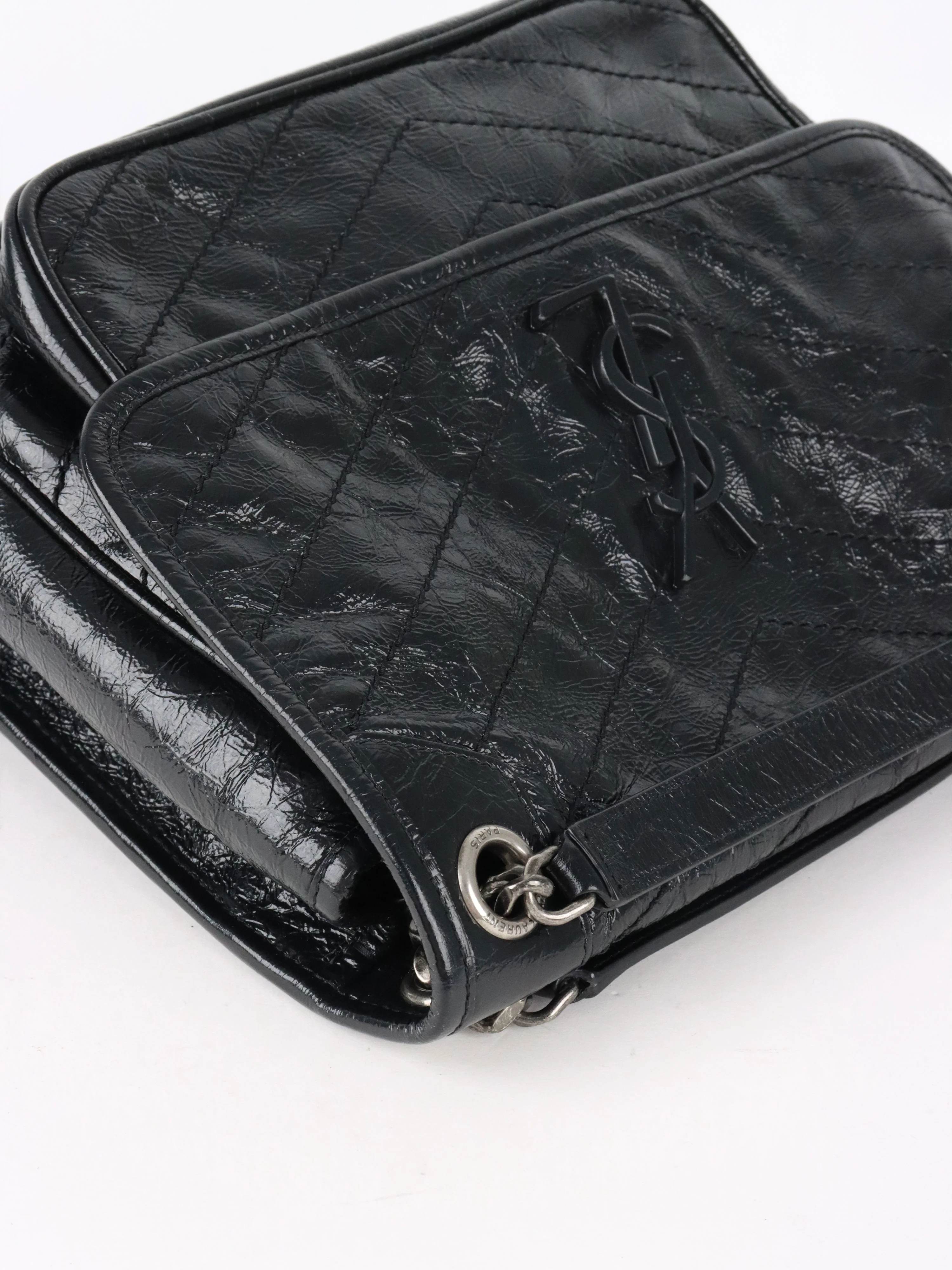 Saint Laurent Black Vintage Leather Medium Niki Bag