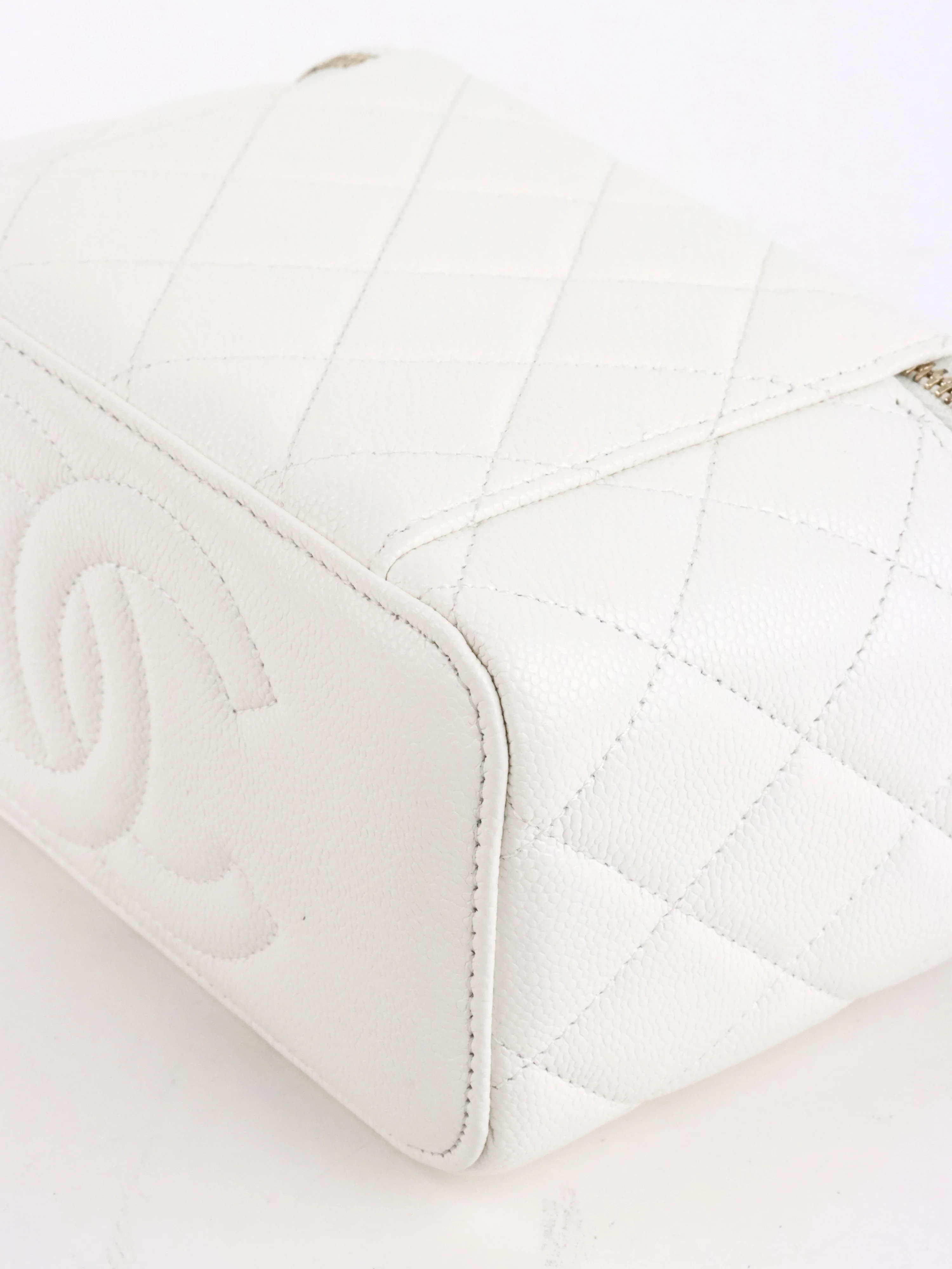 Chanel White Caviar Vanity Case