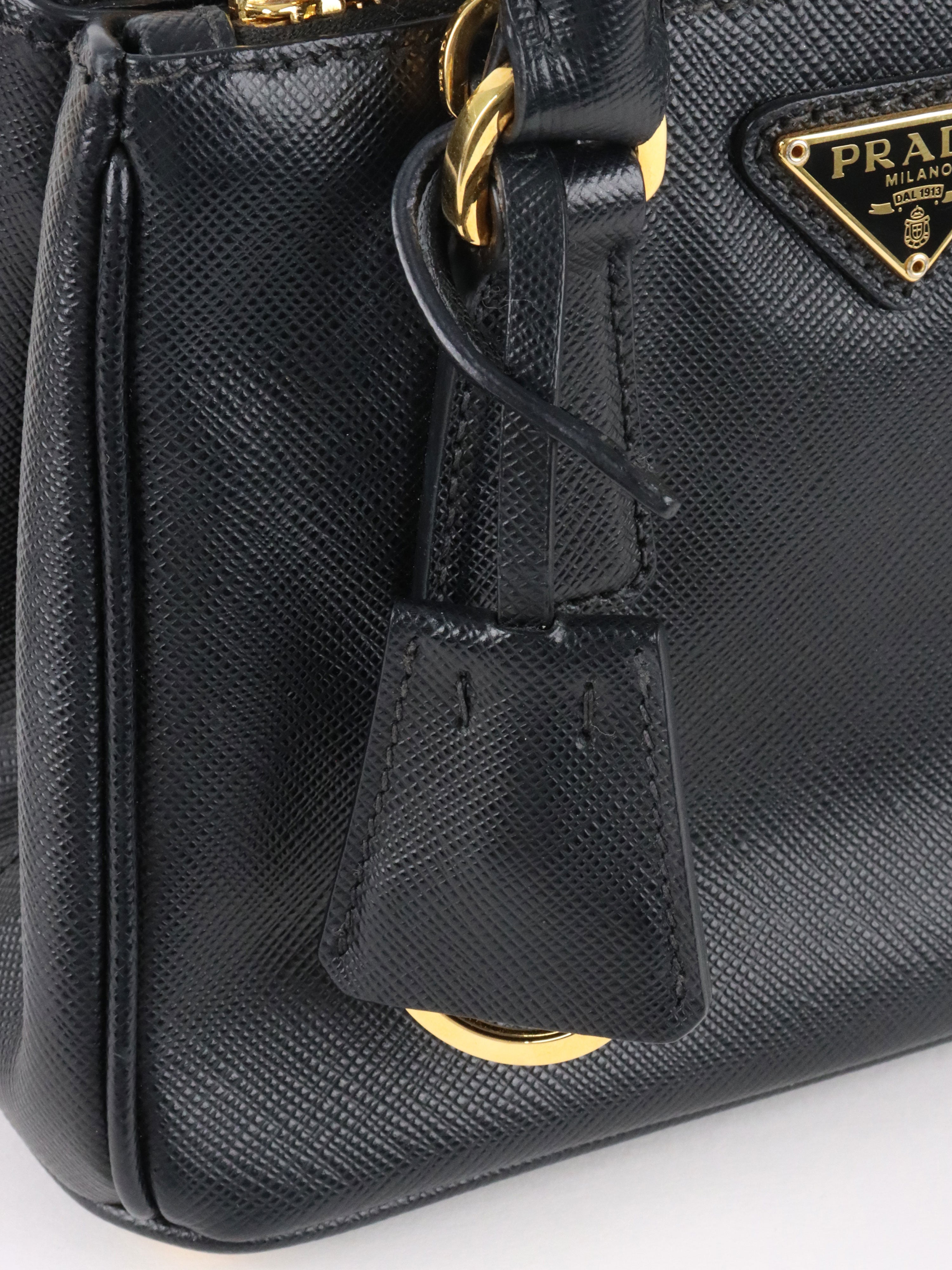 Prada Black Mini Galleria Patent Saffiano Bag
