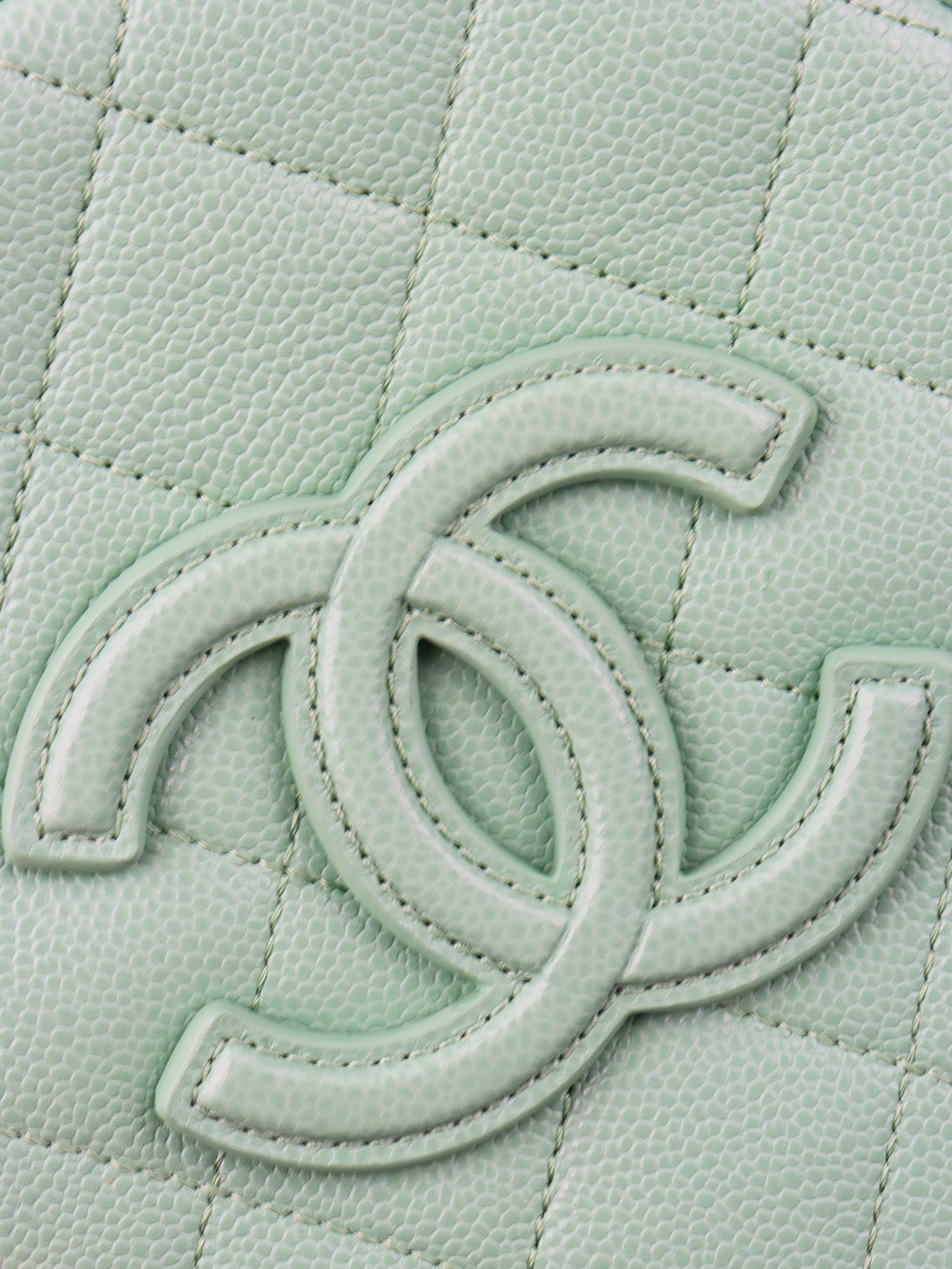 Chanel Green Round Vanity Bag.