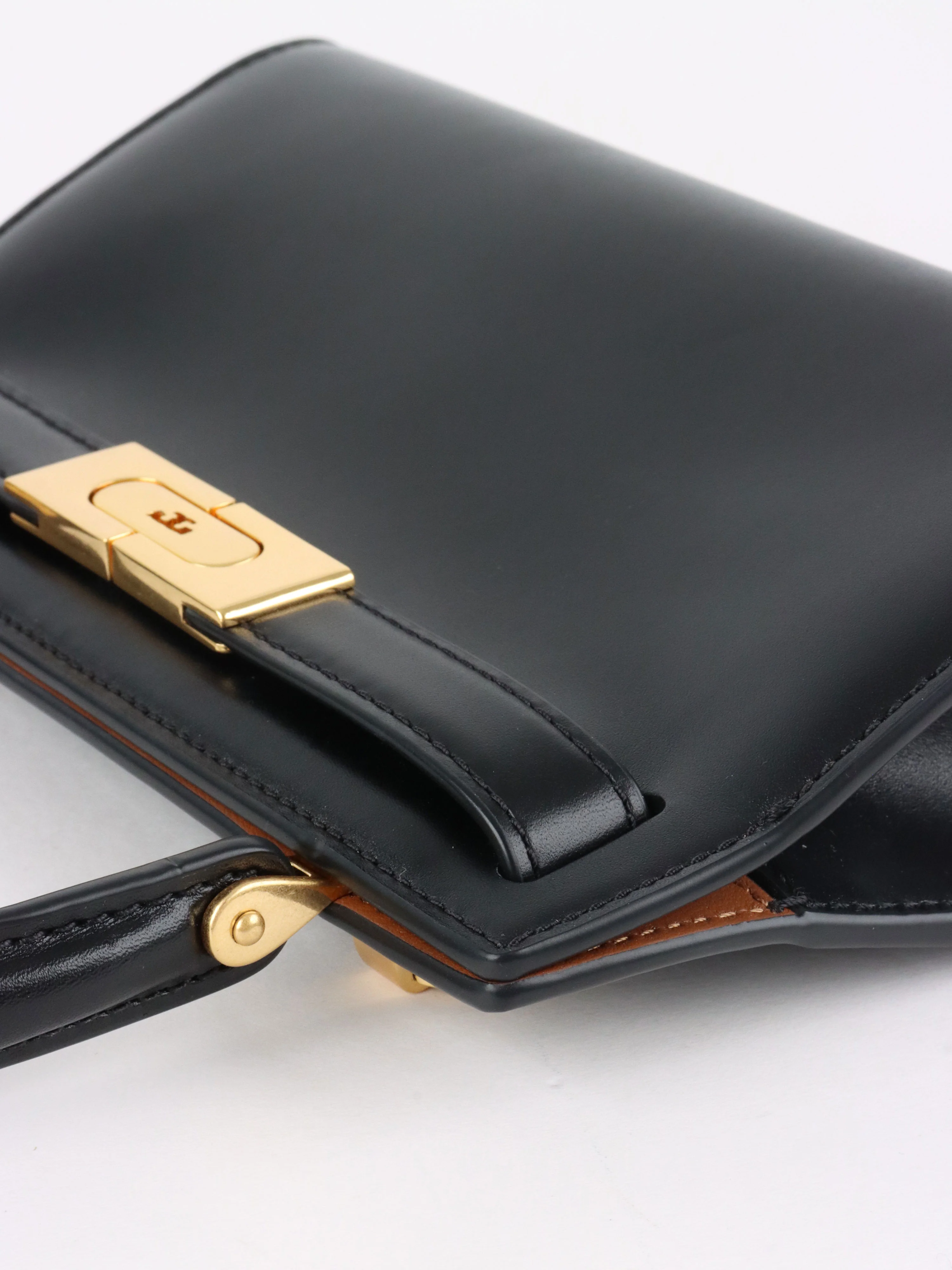 Tory Burch Black Mini Lee Radziwill Top Handle Bag GHW