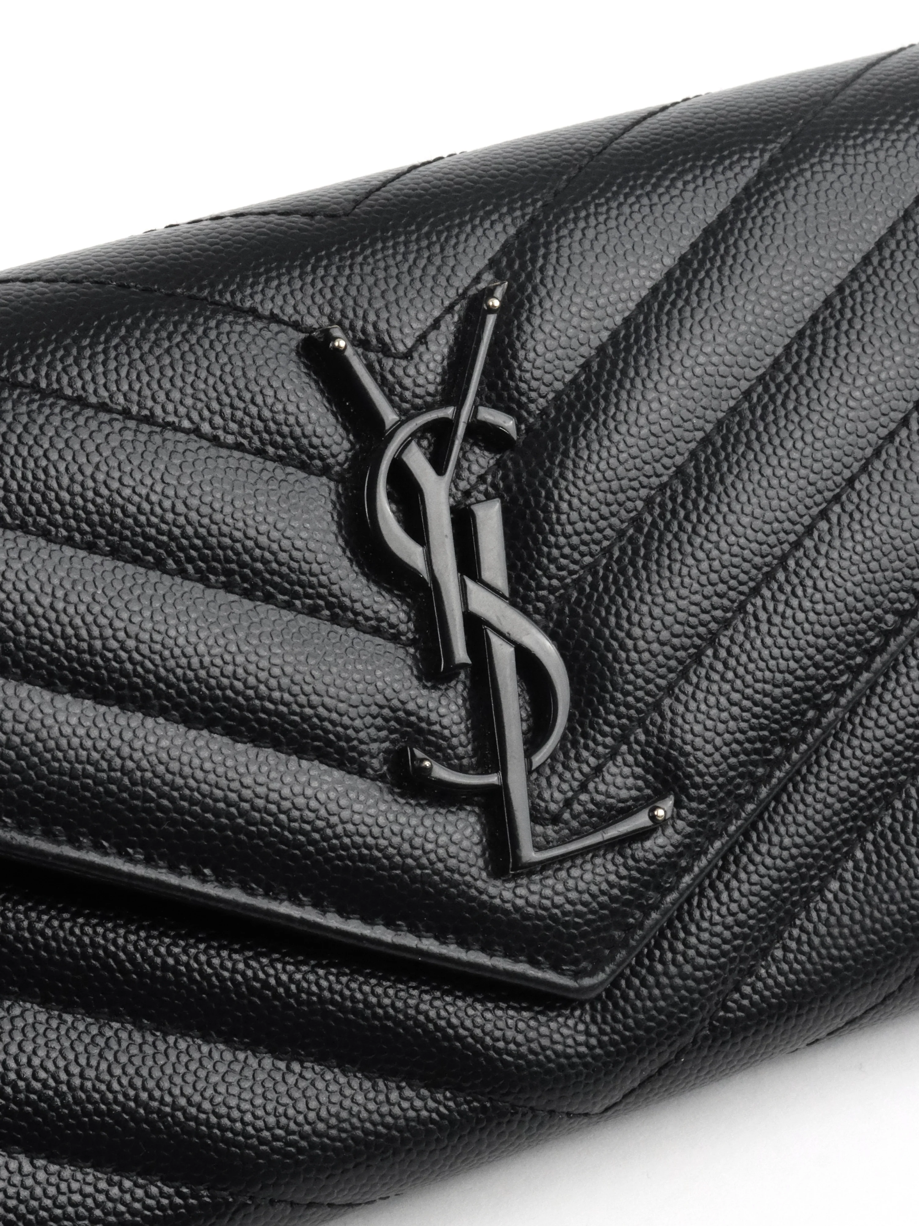Saint Laurent Black Cassandre Matelasse Large Flap Wallet
