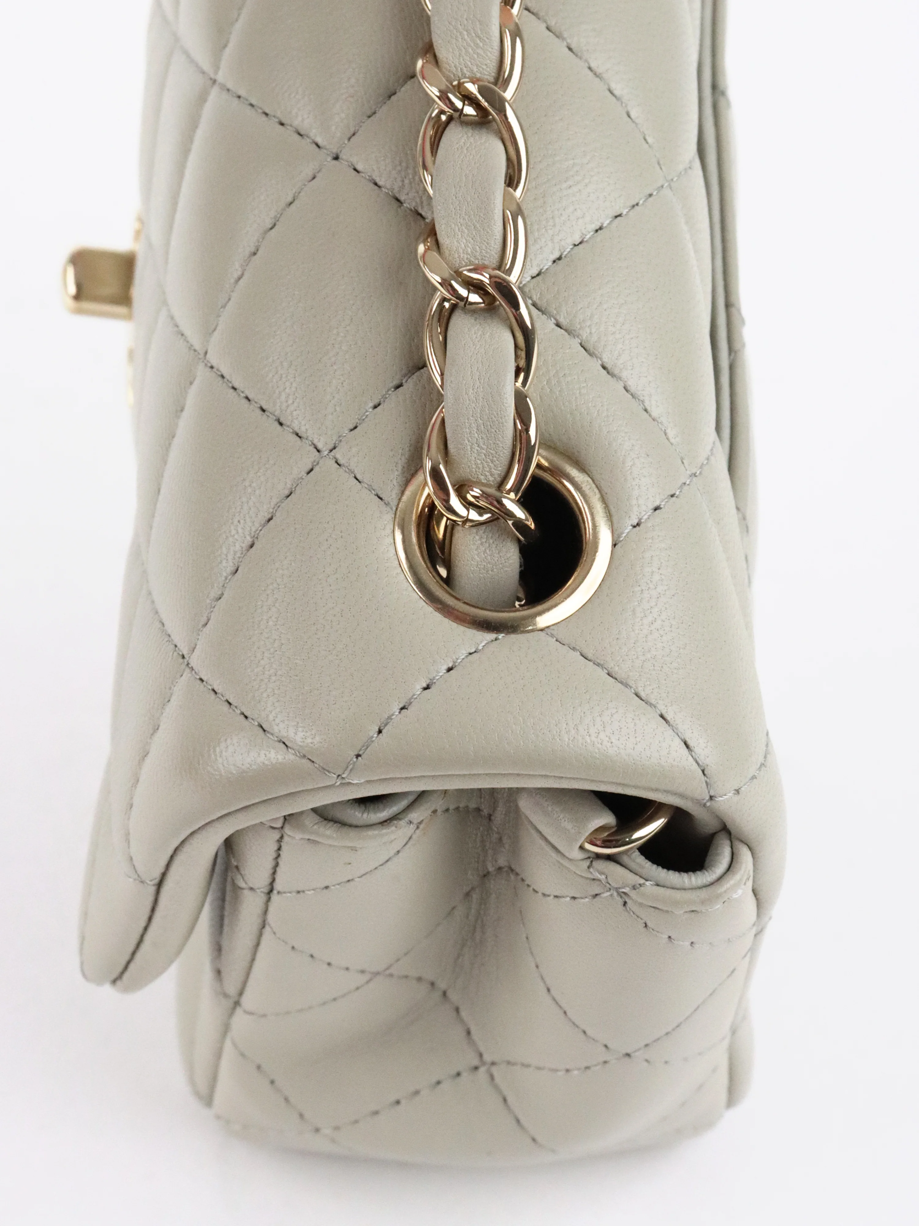 Chanel Light Grey Mini Classic Flap Bag