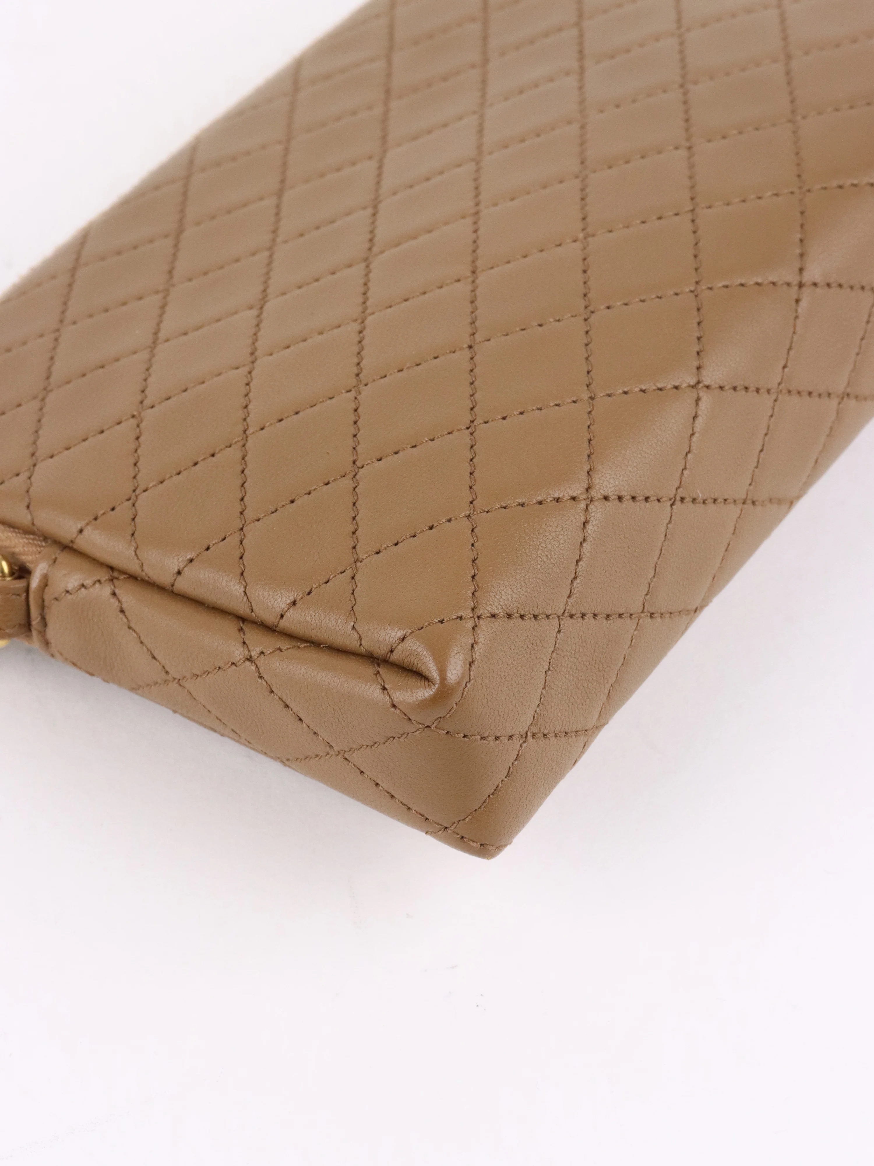 Saint Laurent Brown Gaby Quilted Chain Pouch