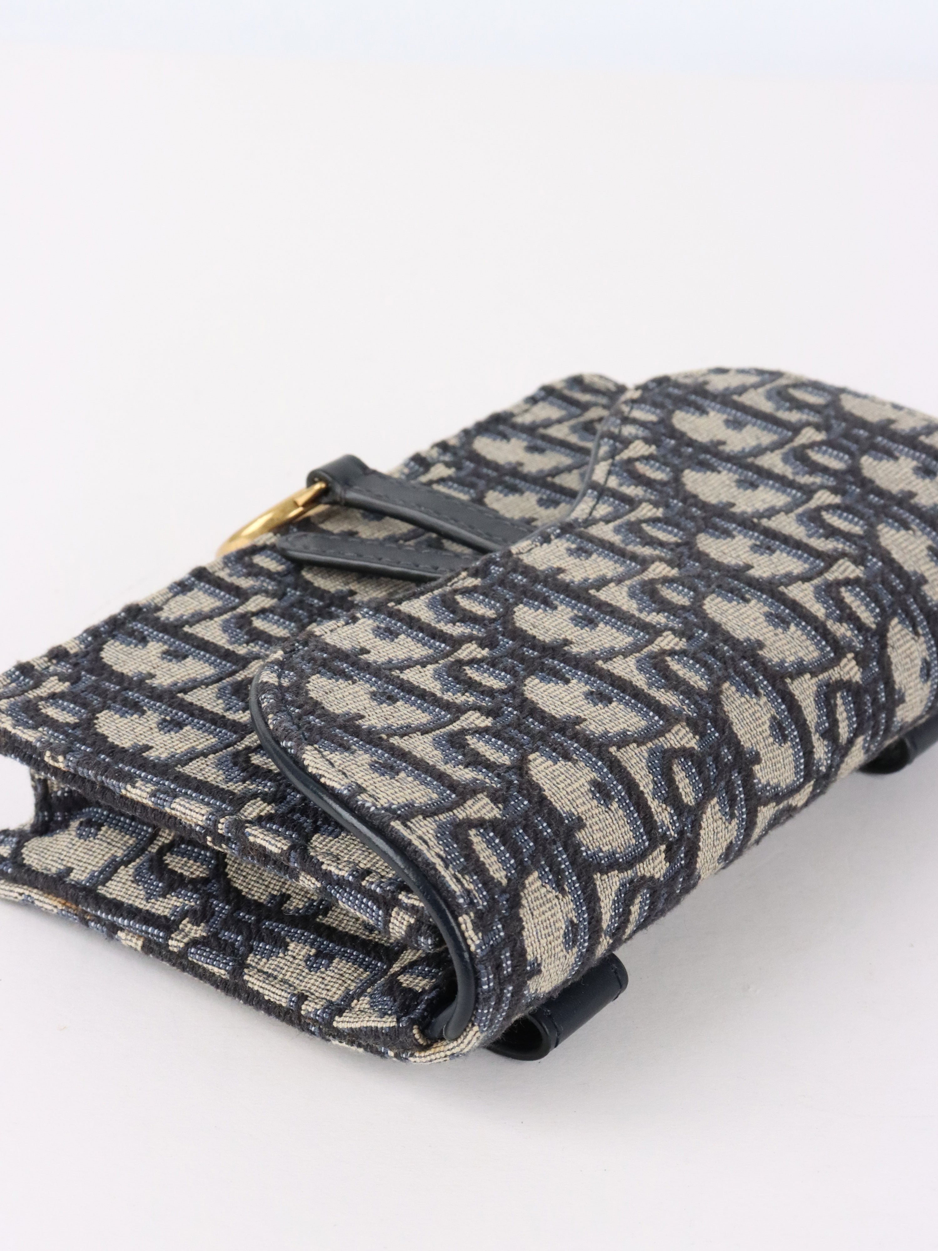 Dior Navy Oblique Saddle Belt Bag