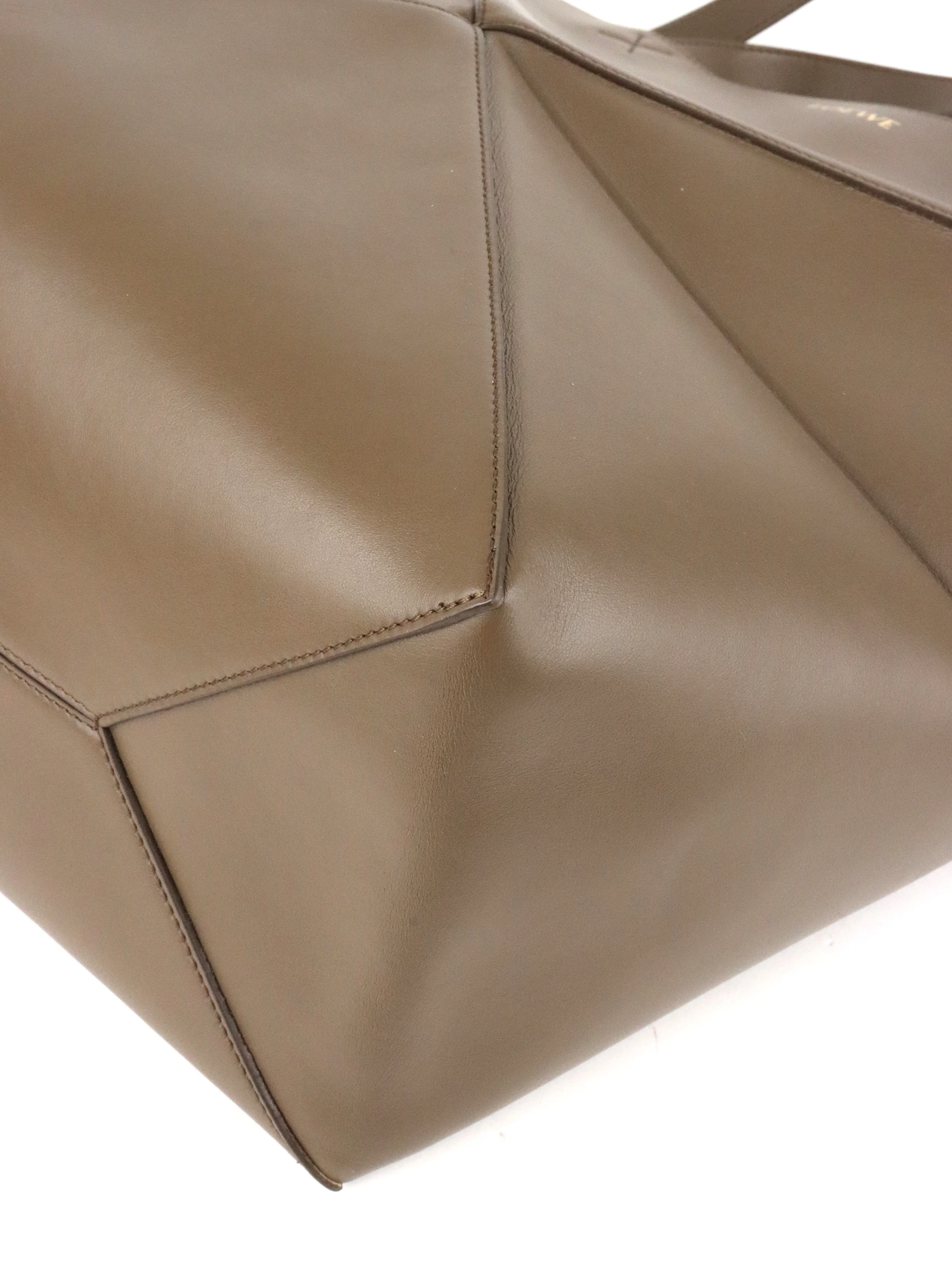 Loewe Large Dark Brown Puzzle Panelled Leather Tote Bag