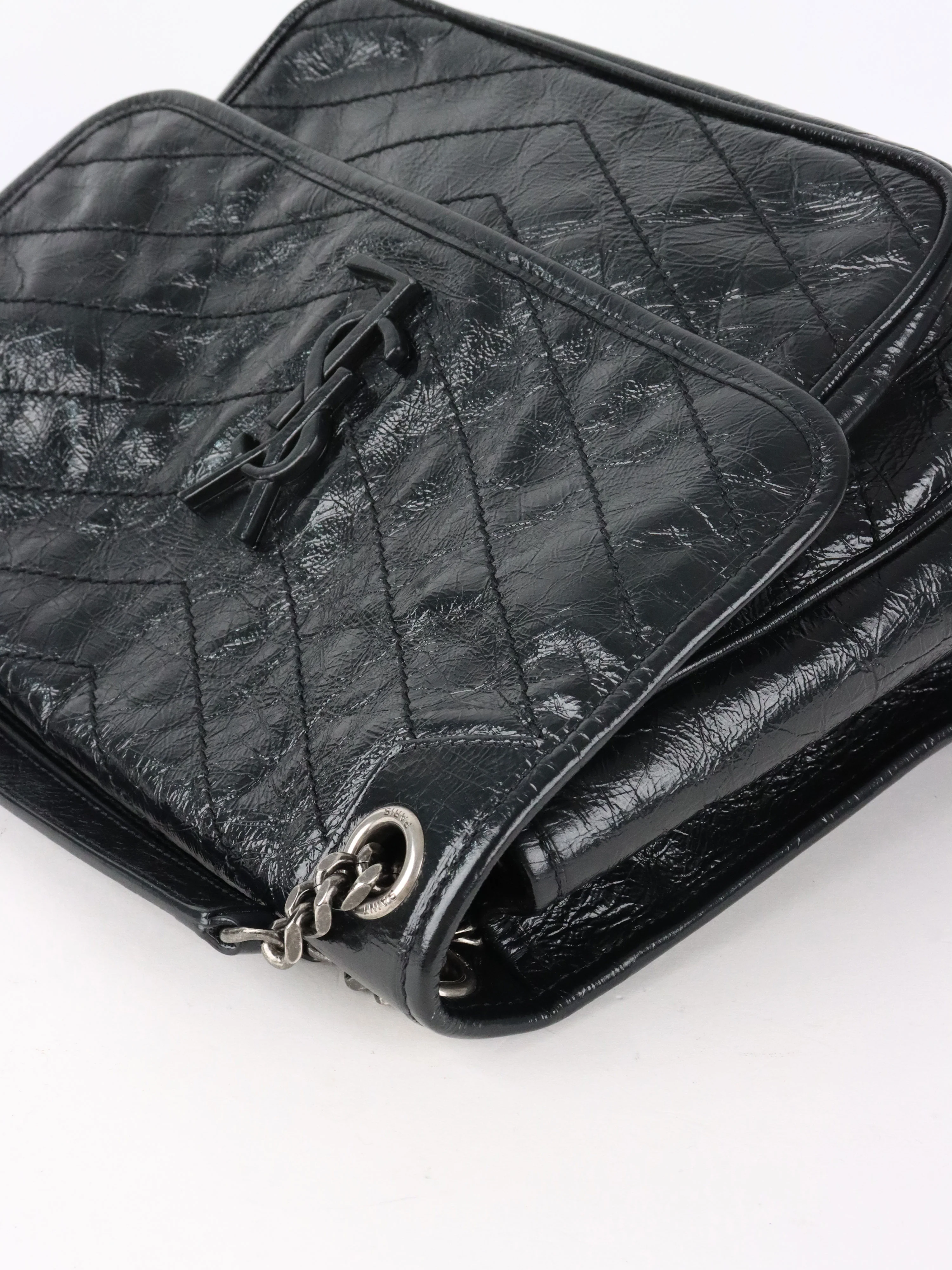 Saint Laurent Black Vintage Leather Medium Niki Bag