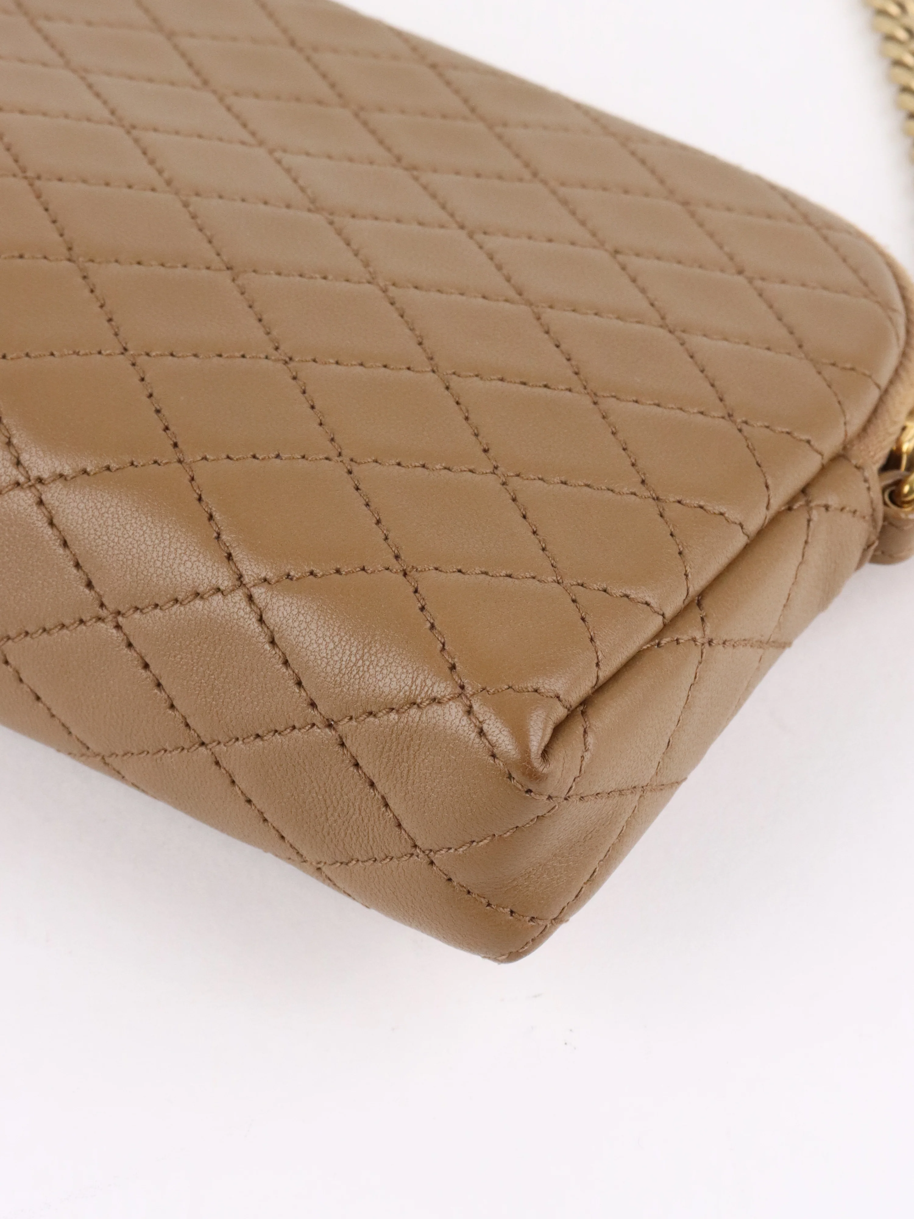 Saint Laurent Brown Gaby Quilted Chain Pouch