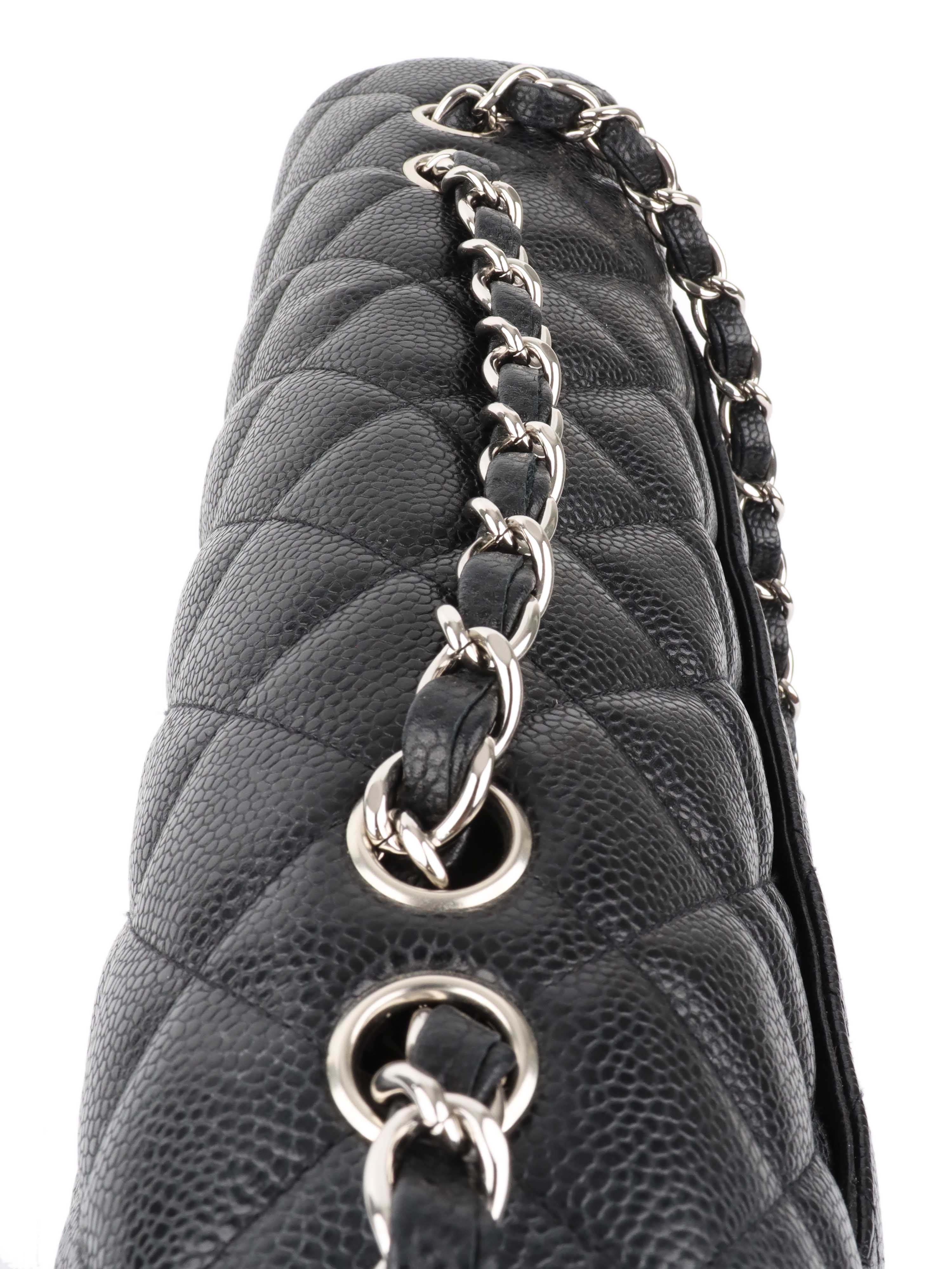 Chanel Black Jumbo Caviar Single Classic Flap.