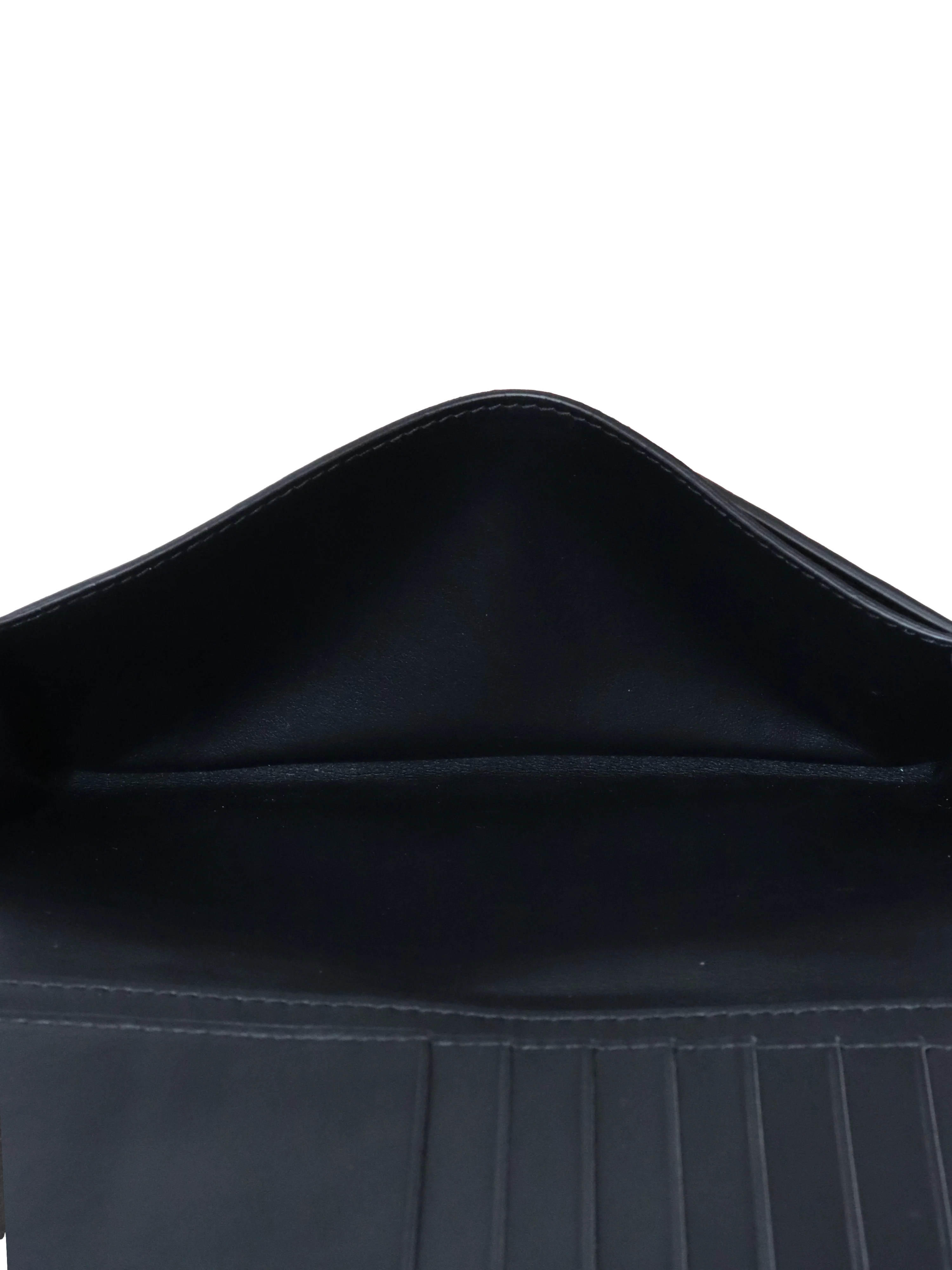 Bottega Veneta Black  Green Long Flap Cassette Wallet