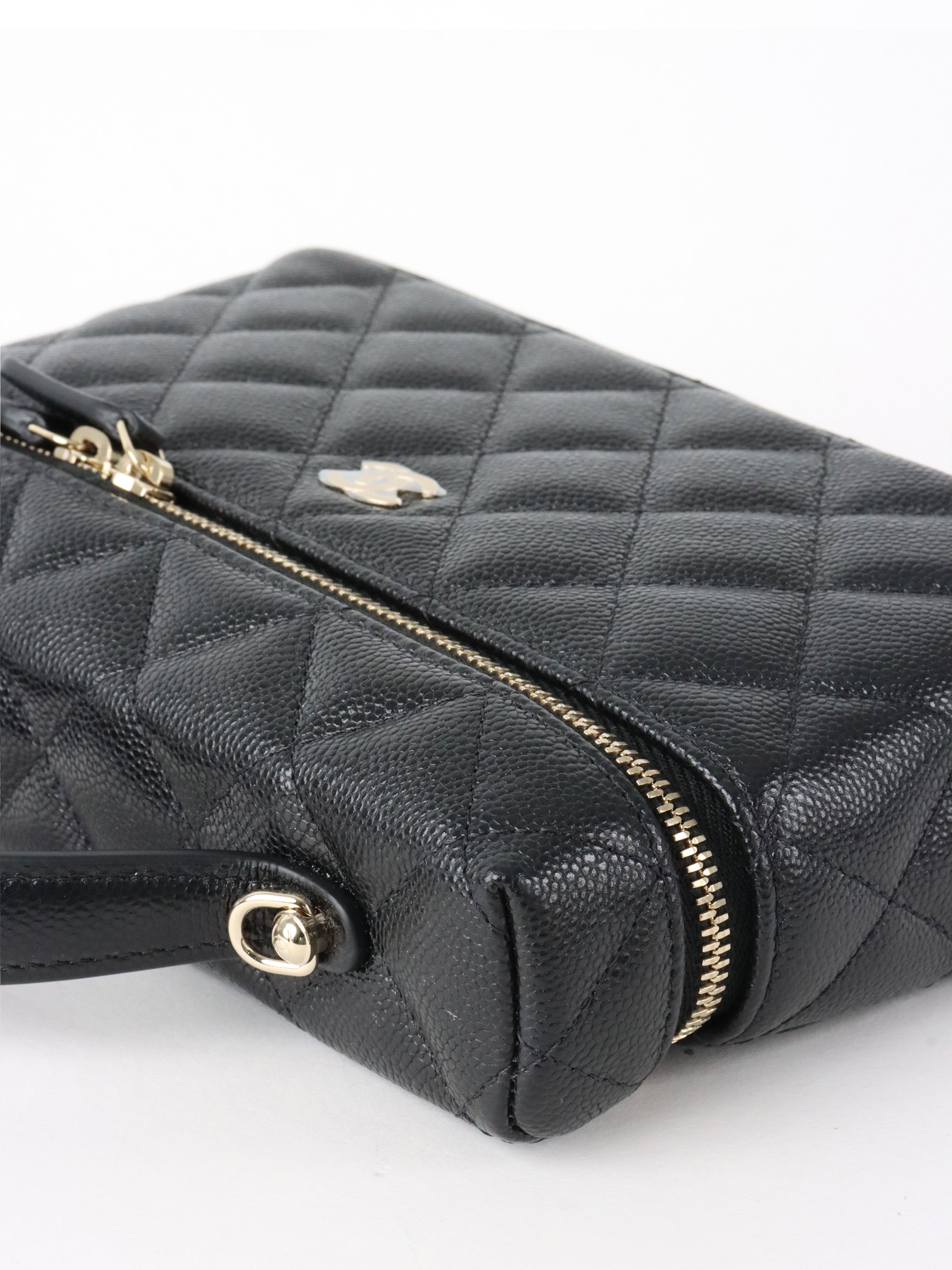 Chanel Black Caviar Classic Vanity With Chain