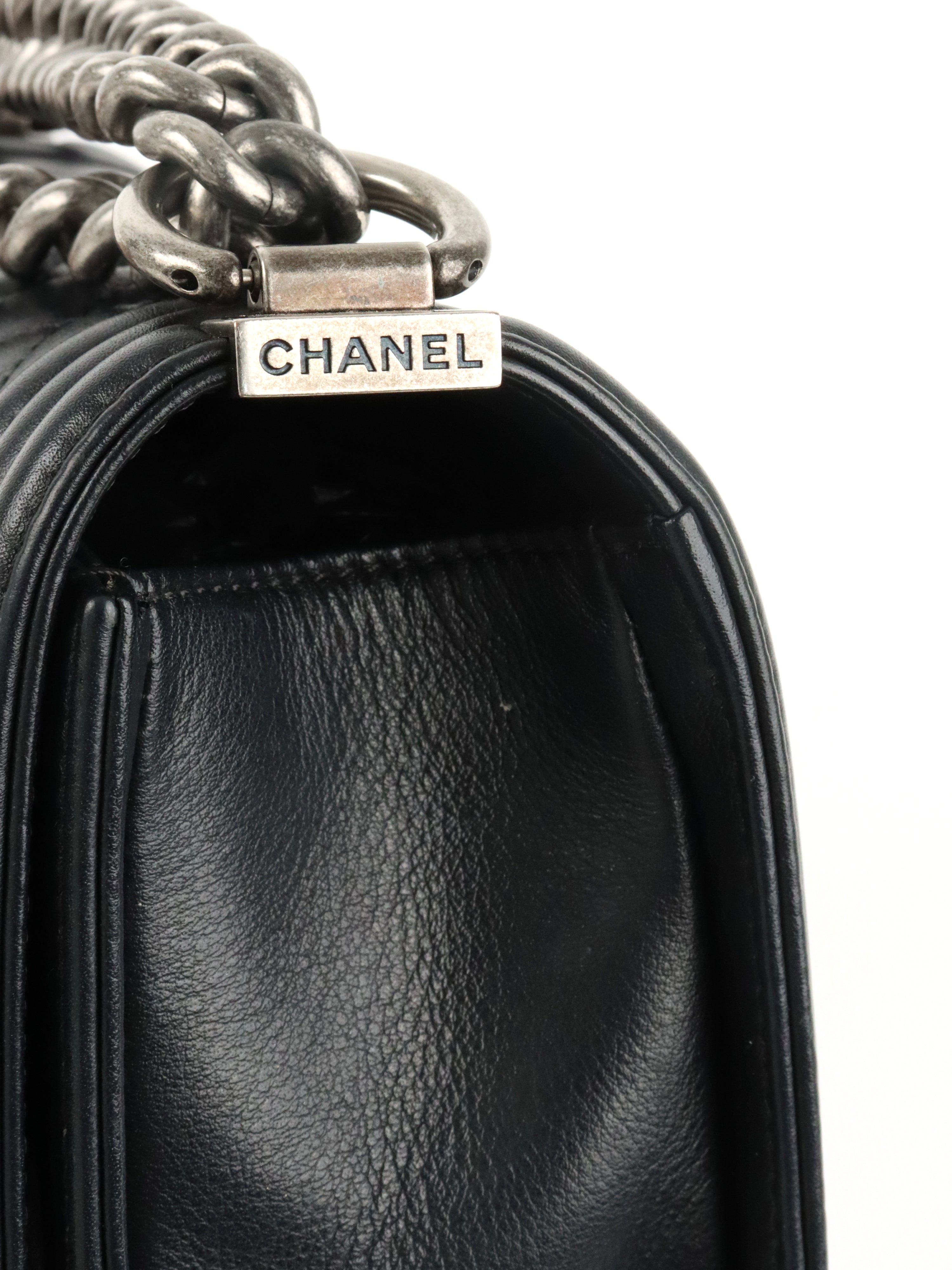 Chanel Black Caviar Boy Wallet On Chain GHW