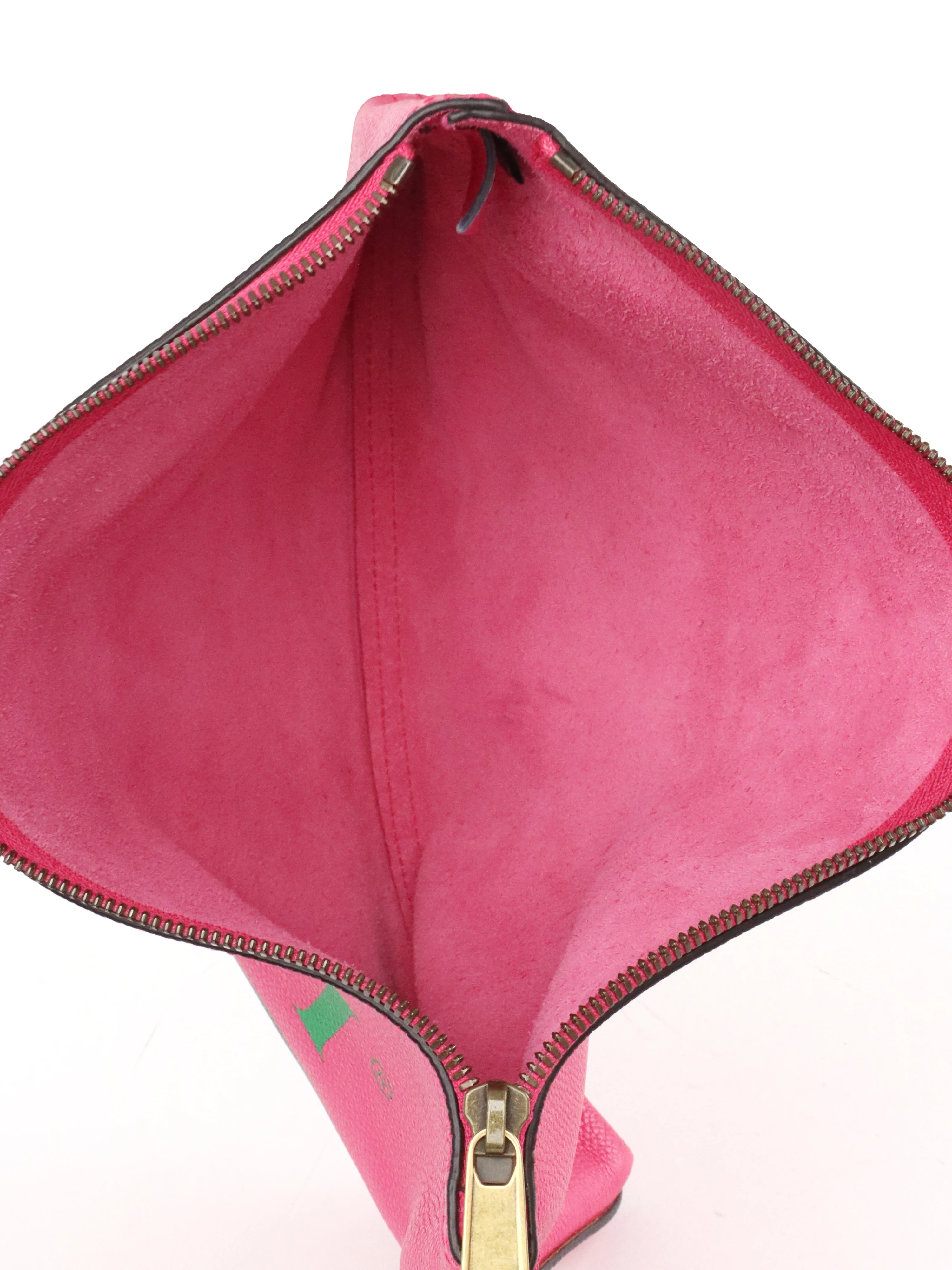 Gucci Vintage Bright Pink Logo Printed Pouch