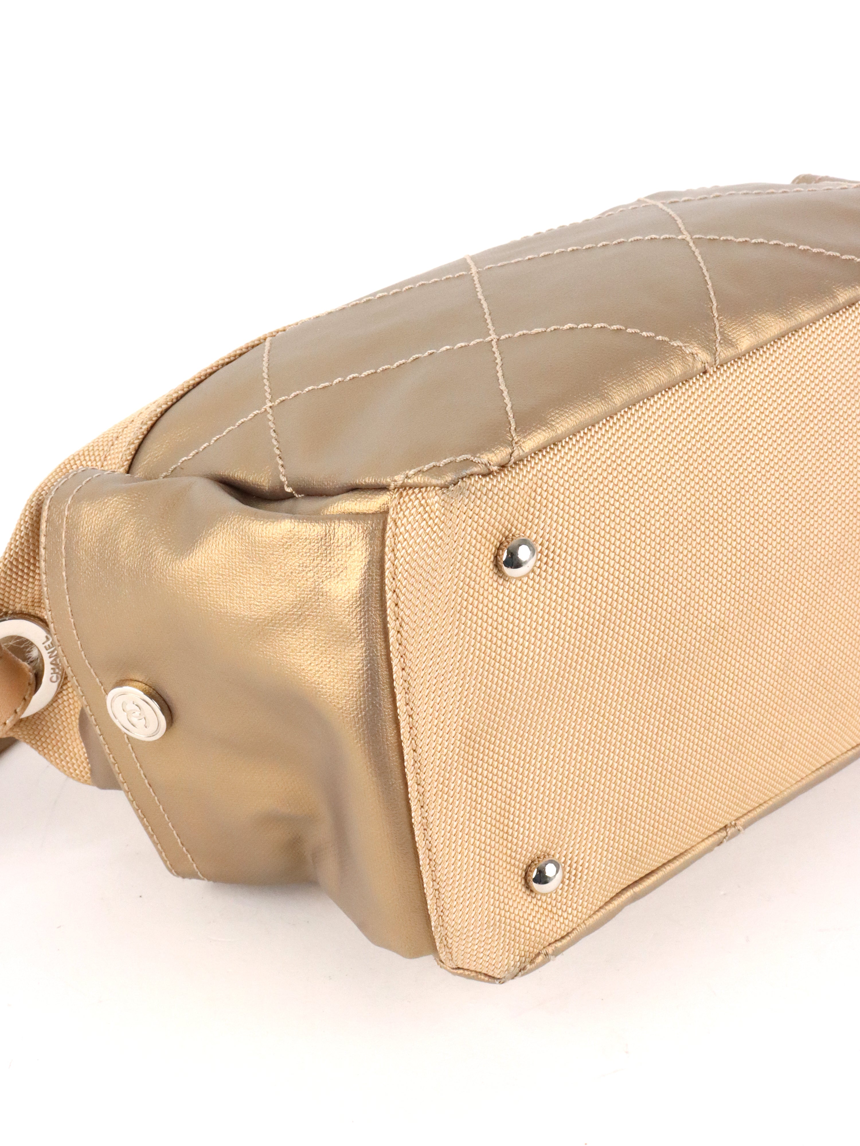 Chanel Champaign Paris Biarritz Quilted Coated Canvas Bag
