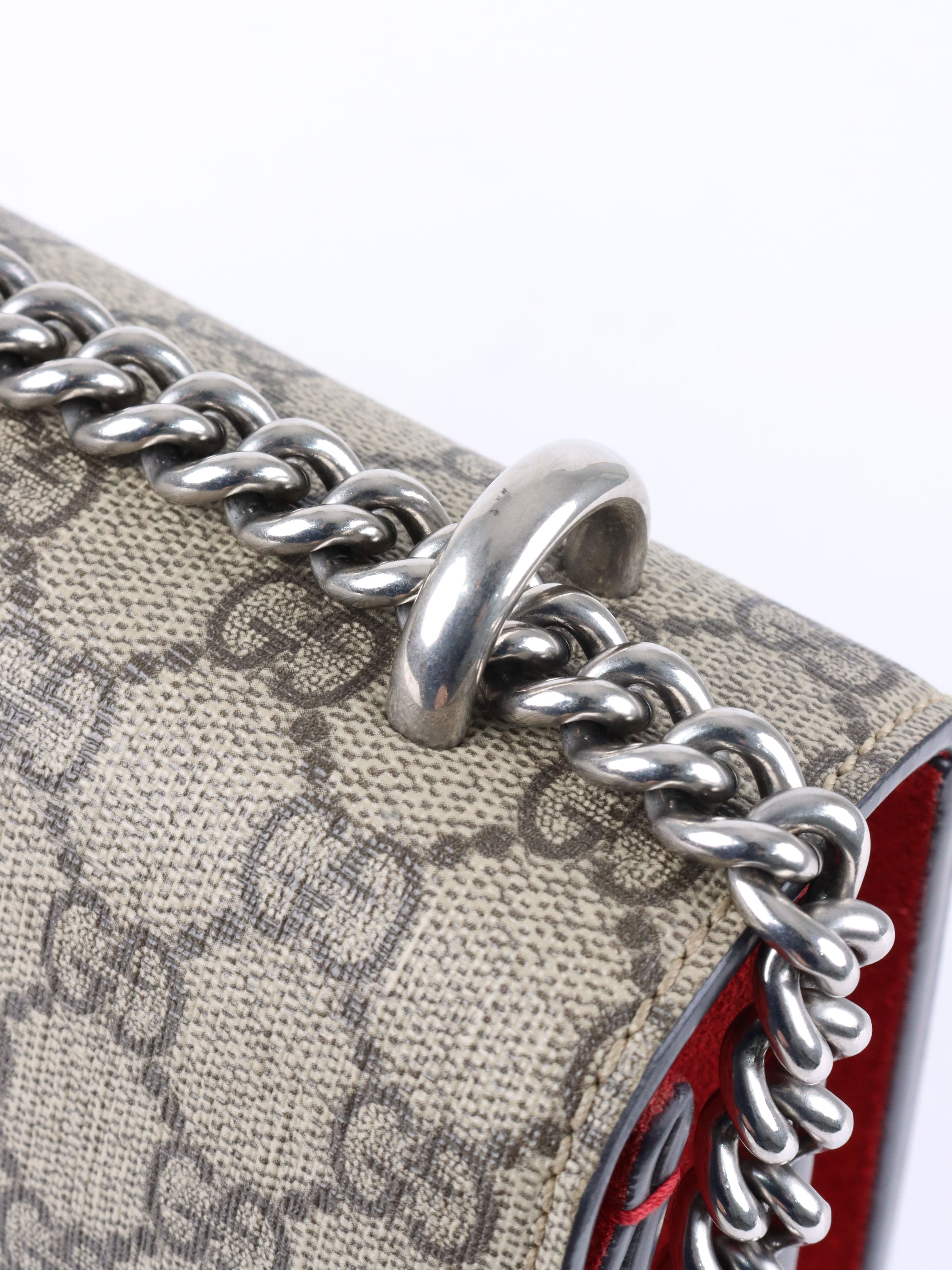Gucci Small Dionysus GG Supreme Red Trim Shoulder Bag