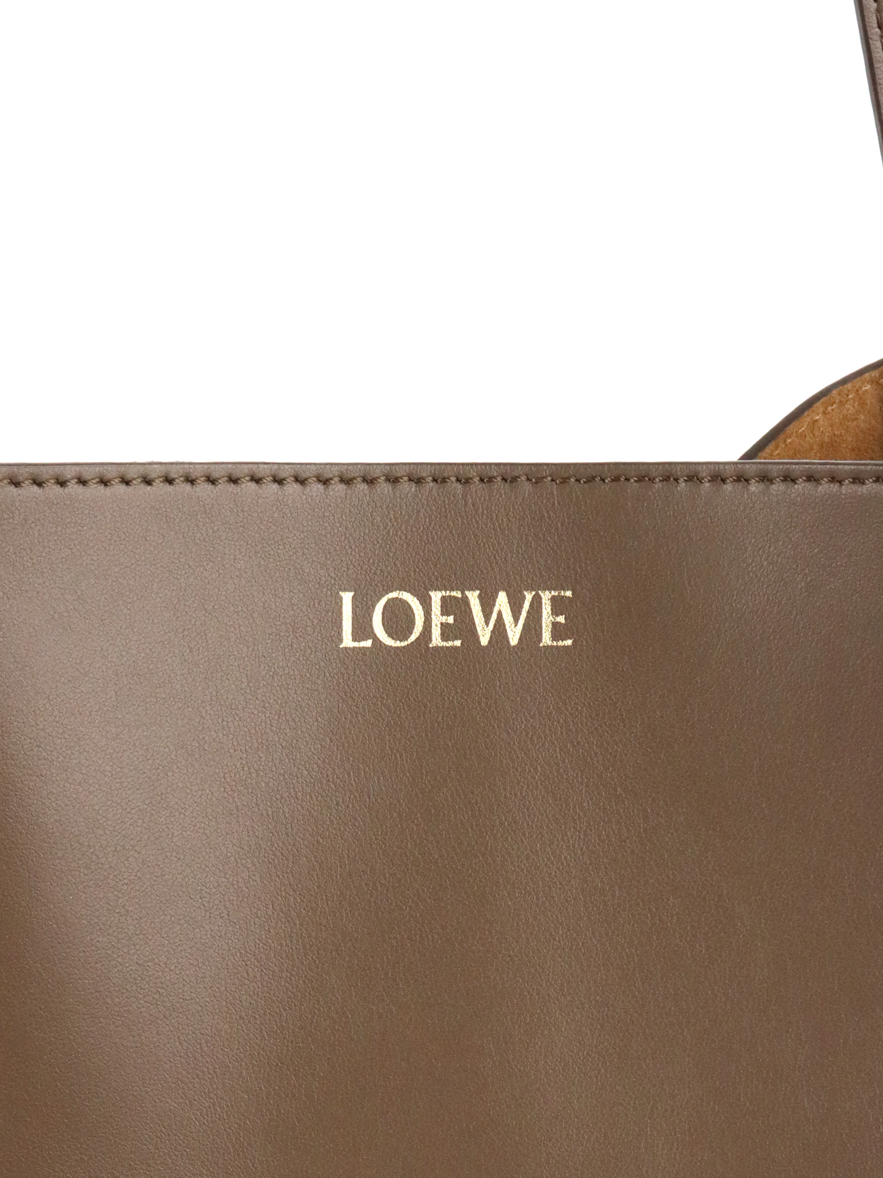 Loewe Large Dark Brown Puzzle Panelled Leather Tote Bag