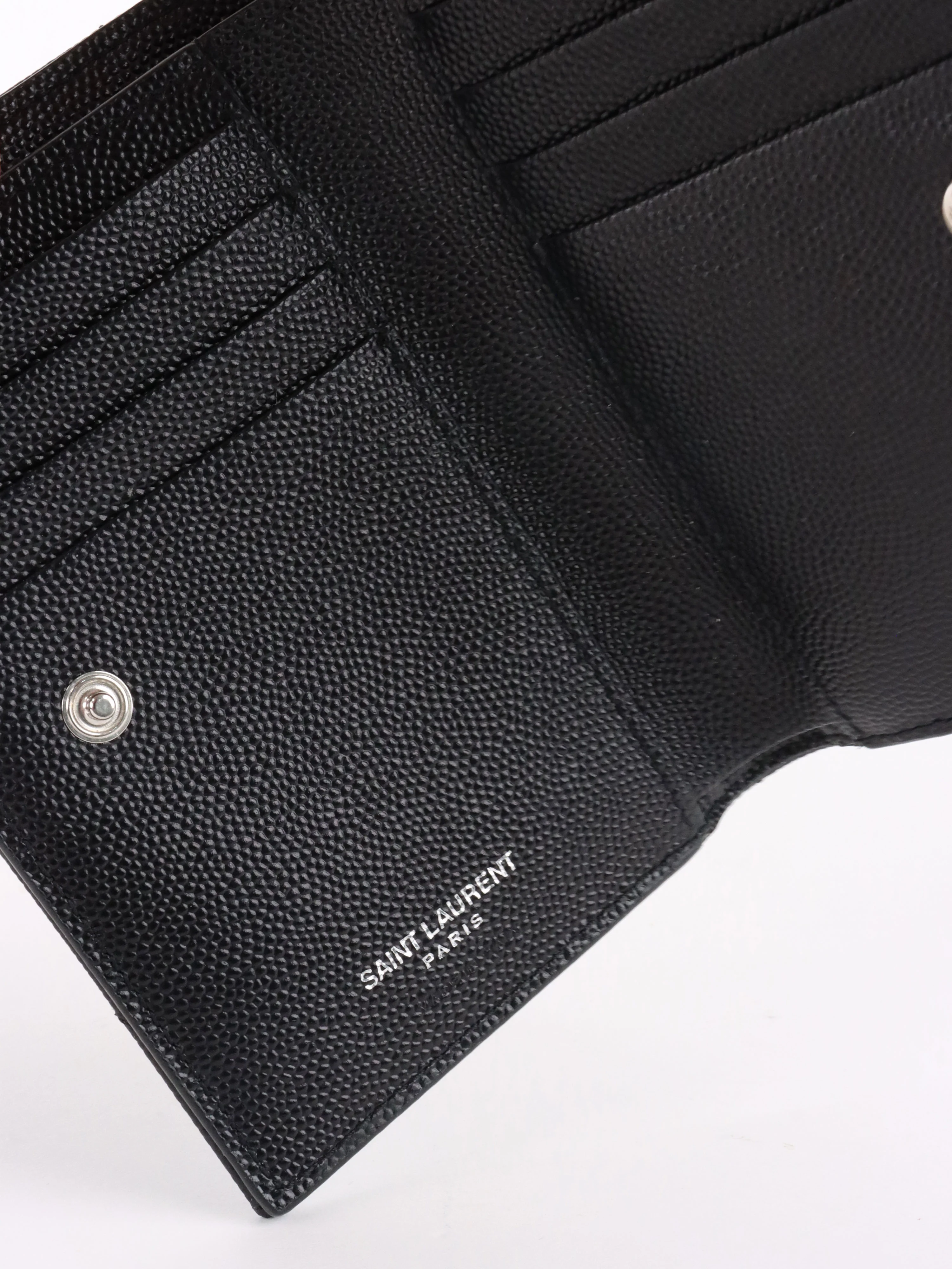 Saint Laurent Zipped Black Leather Wallet SHW