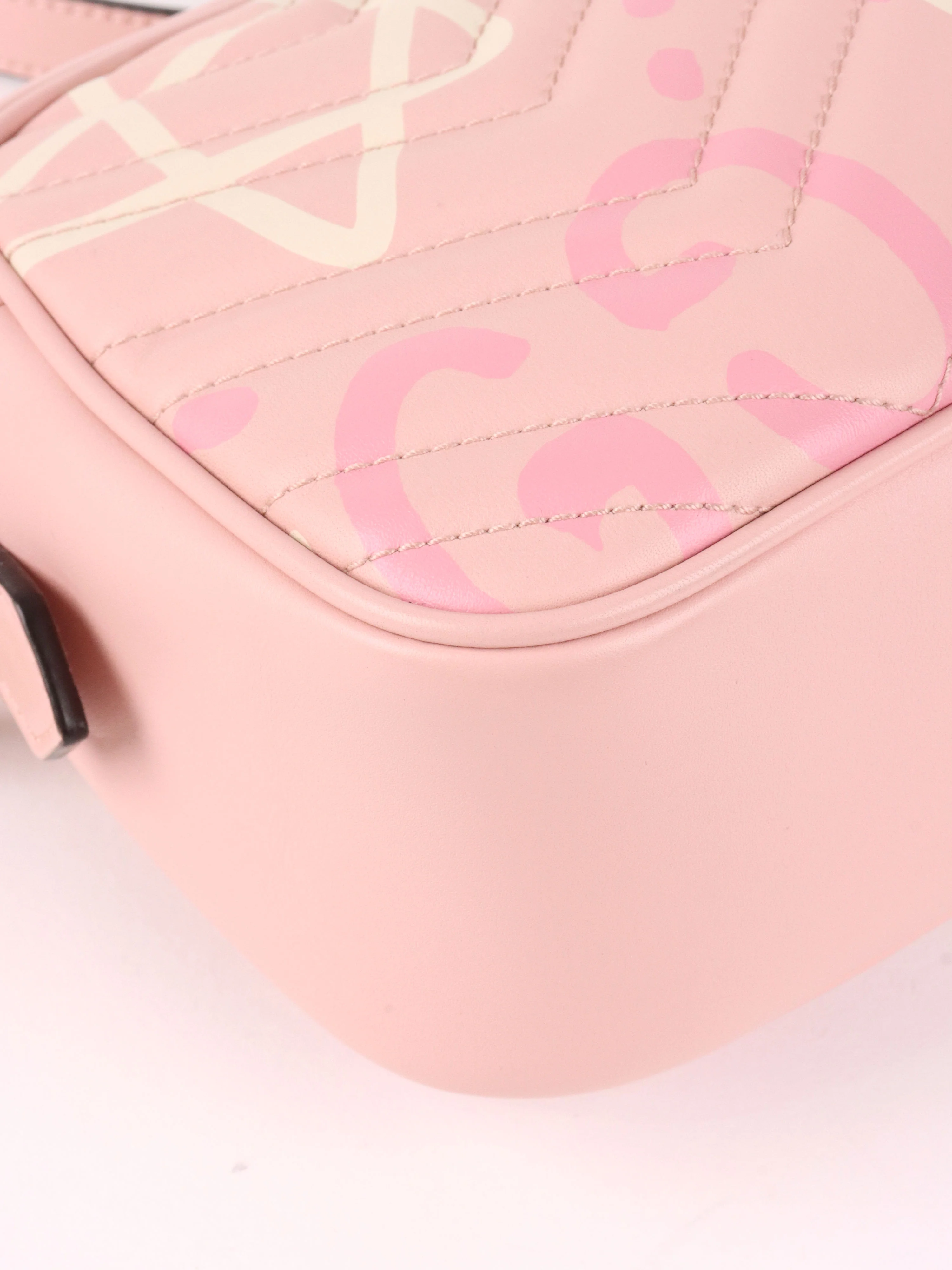 Gucci Pink Small GG Ghost Marmont Matelasse Camera Bag