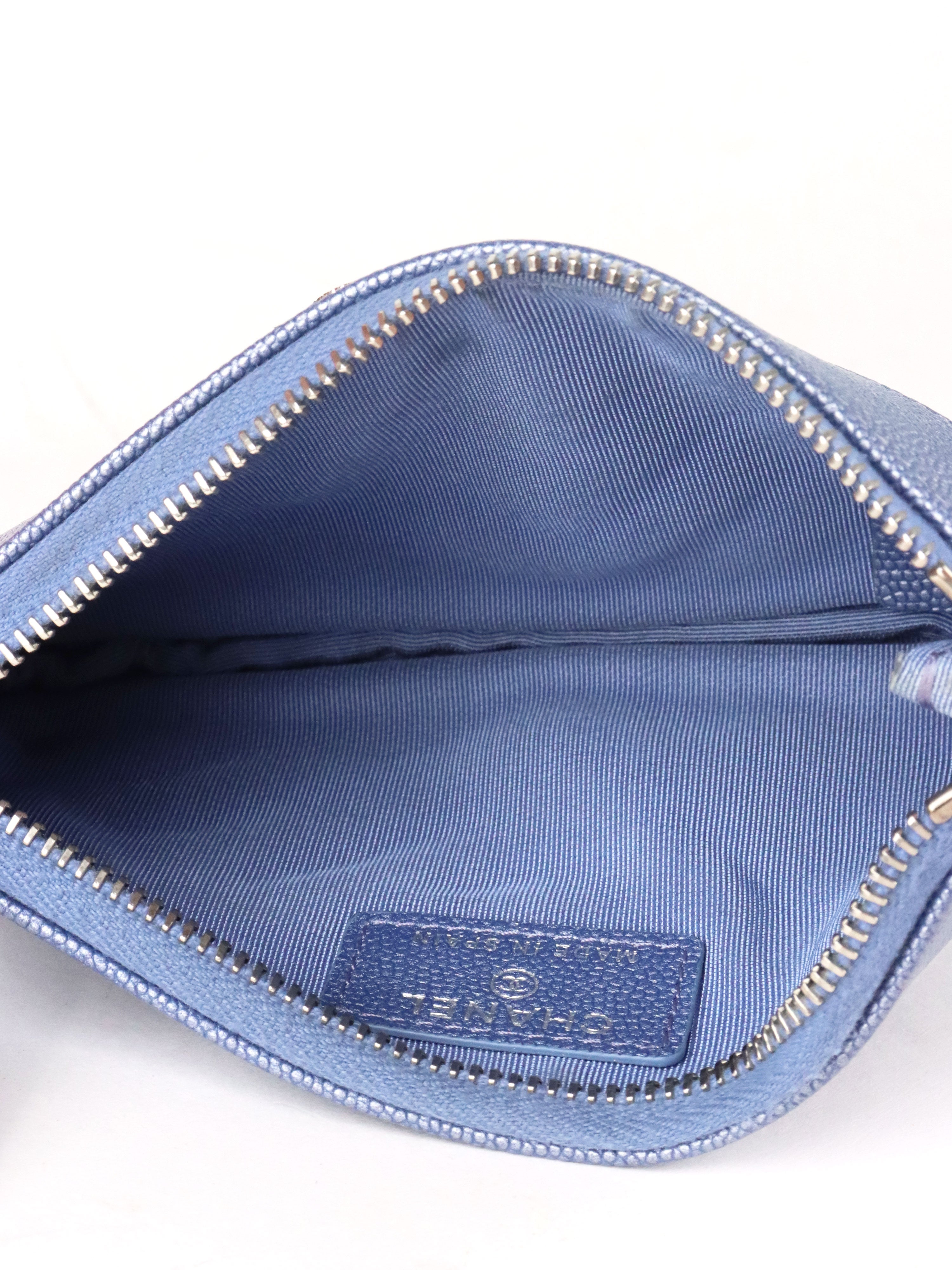 Chanel 19P Iridescent Blue Chevron Pouch