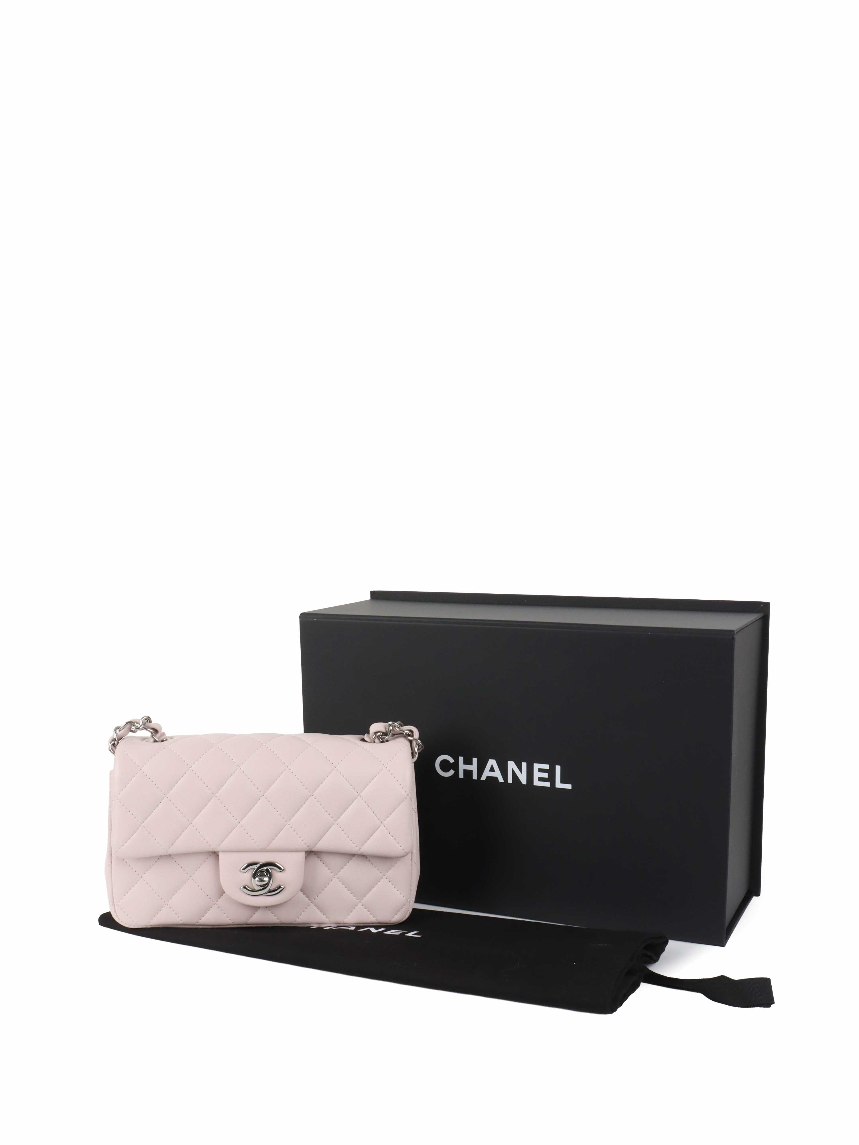 Chanel Light Pink Mini Rectangular Classic Flap SHW.
