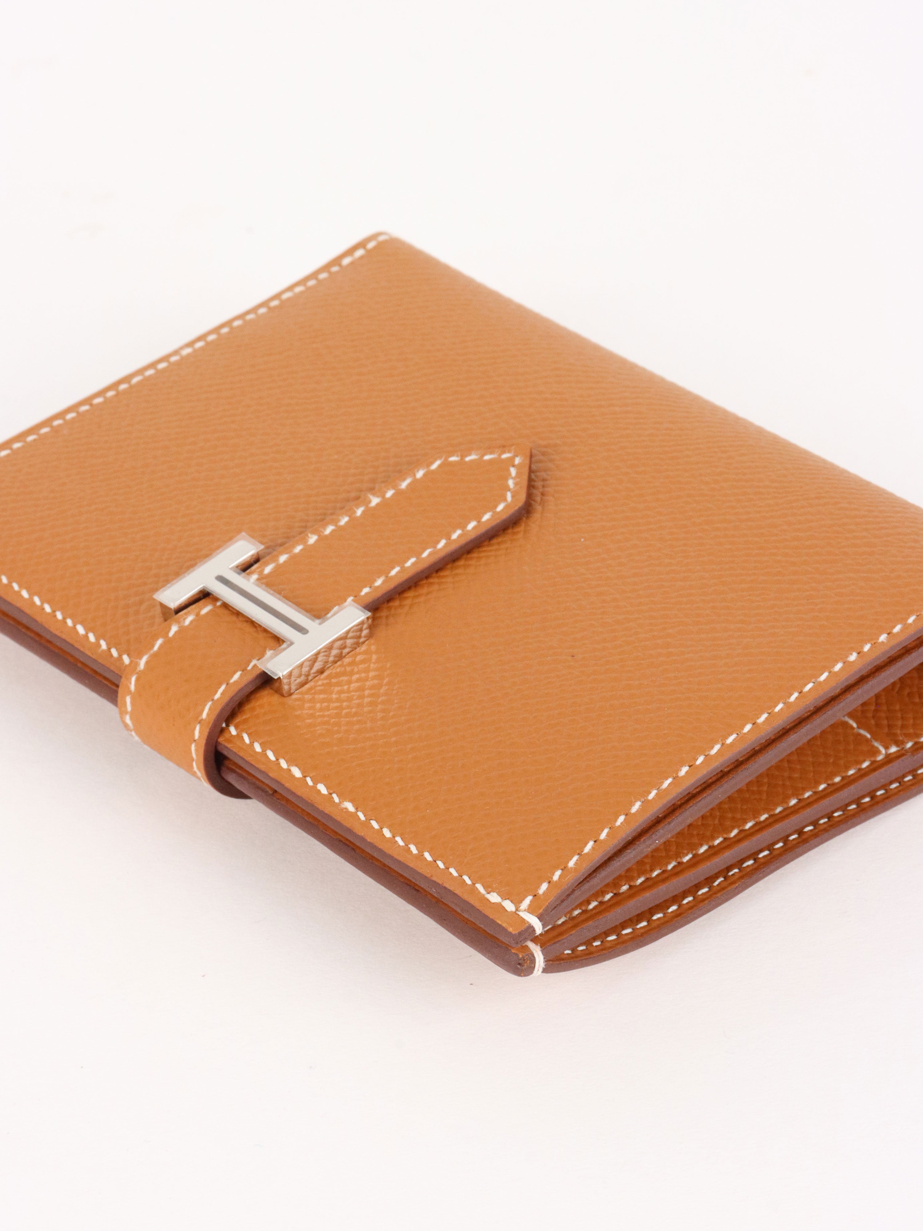Hermes Gold Epsom Bearn Compact Wallet PHW.
