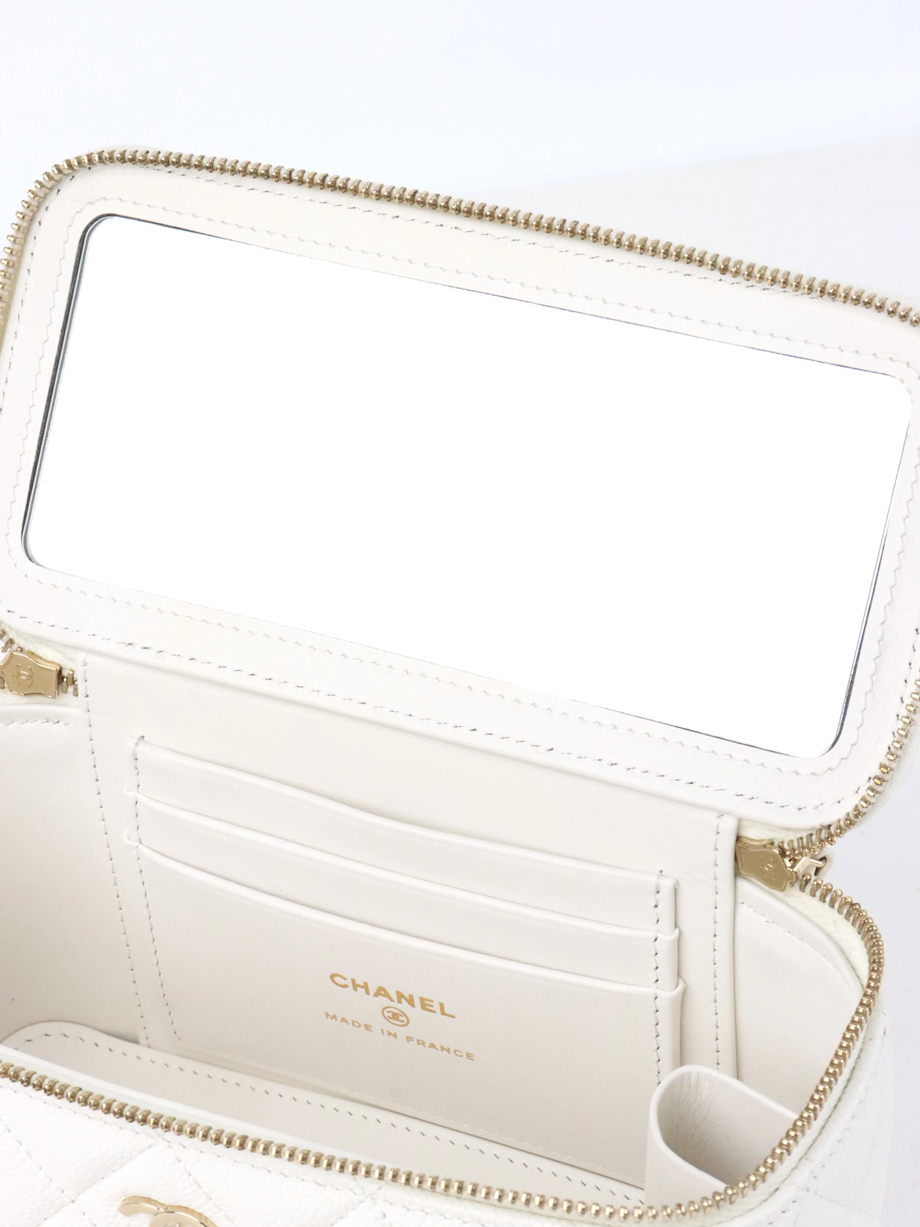 Chanel White Caviar Vanity Case
