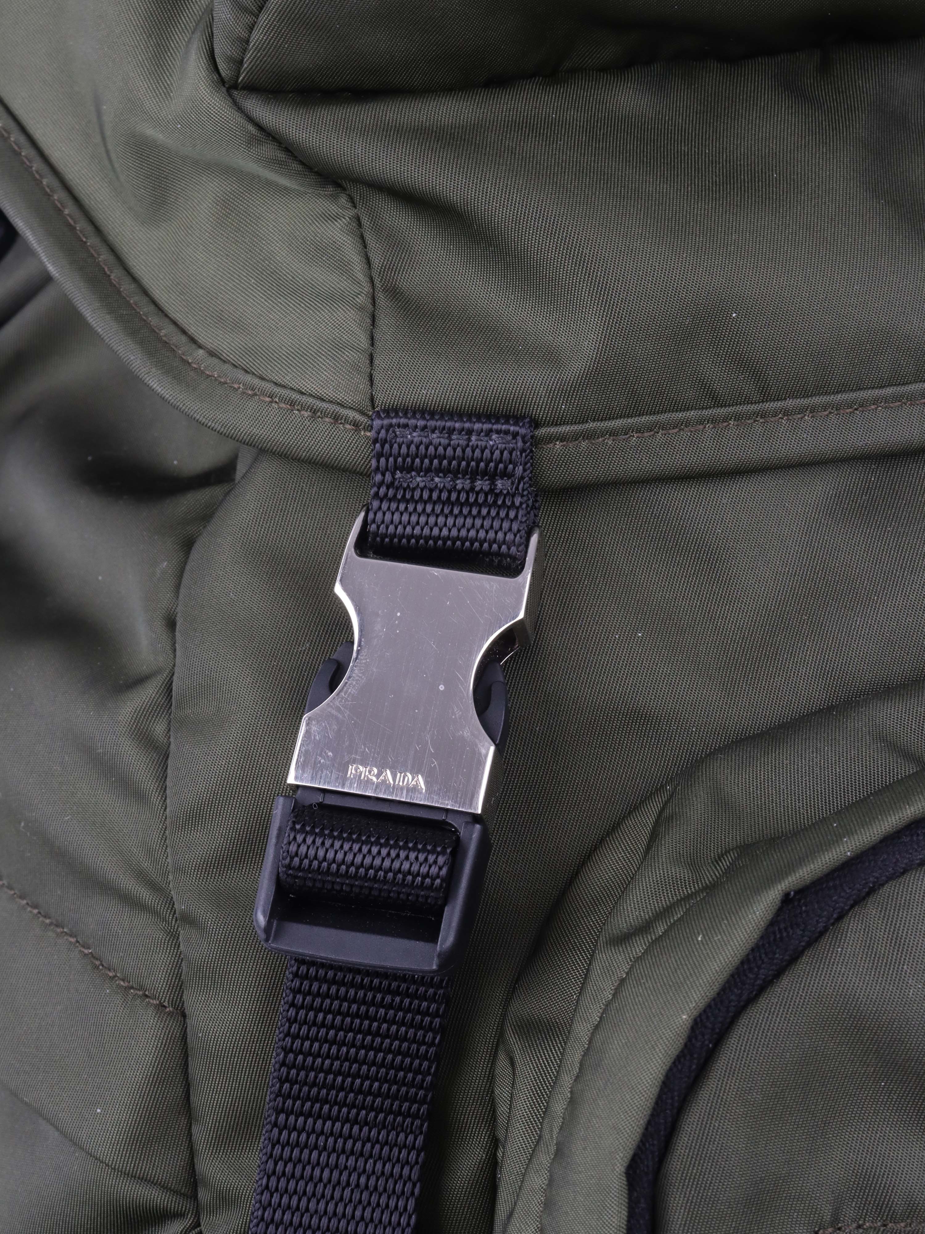 Prada Green Nylon Buckled Backpack.