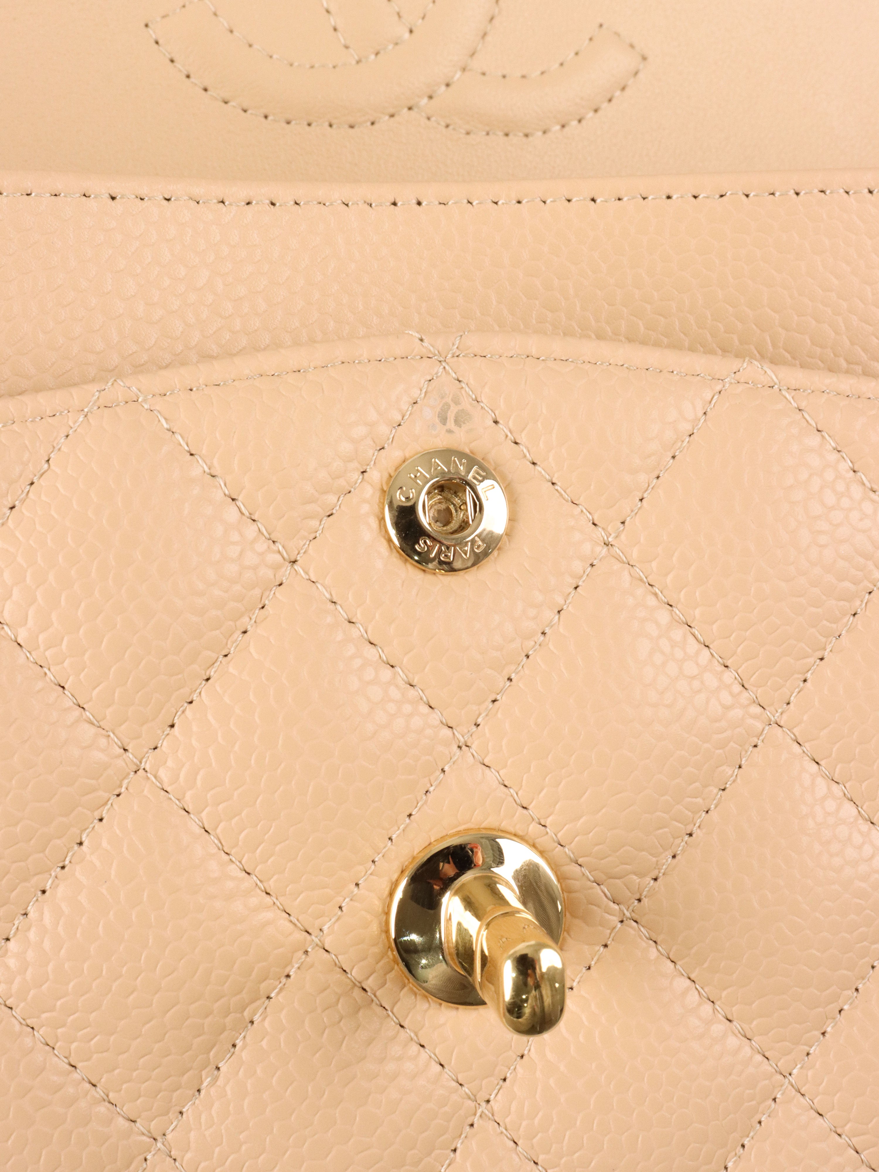 Chanel Small Beige Caviar Classic Flap