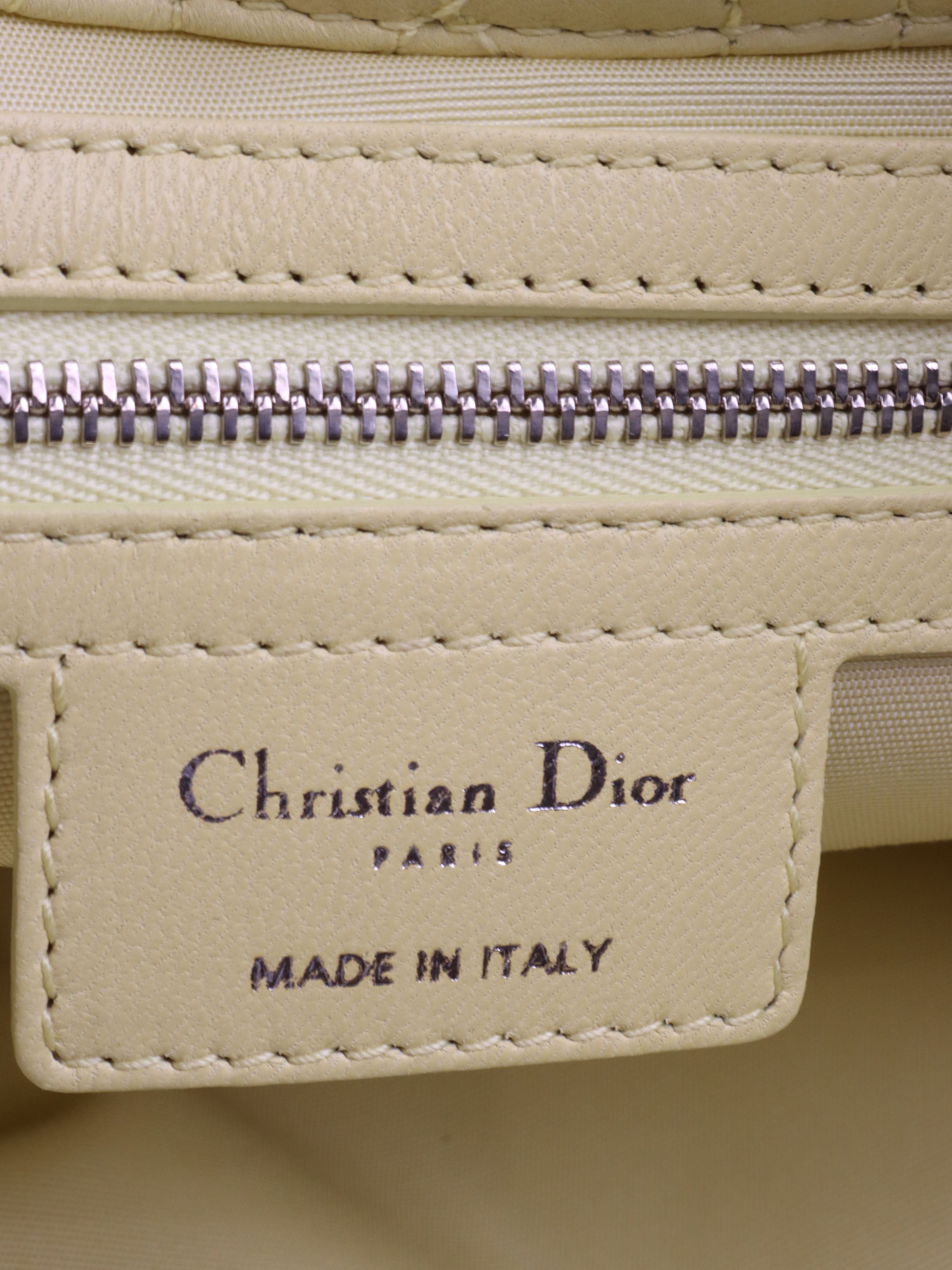 Dior Light Yellow Lambskin Cannage Bag SHW.