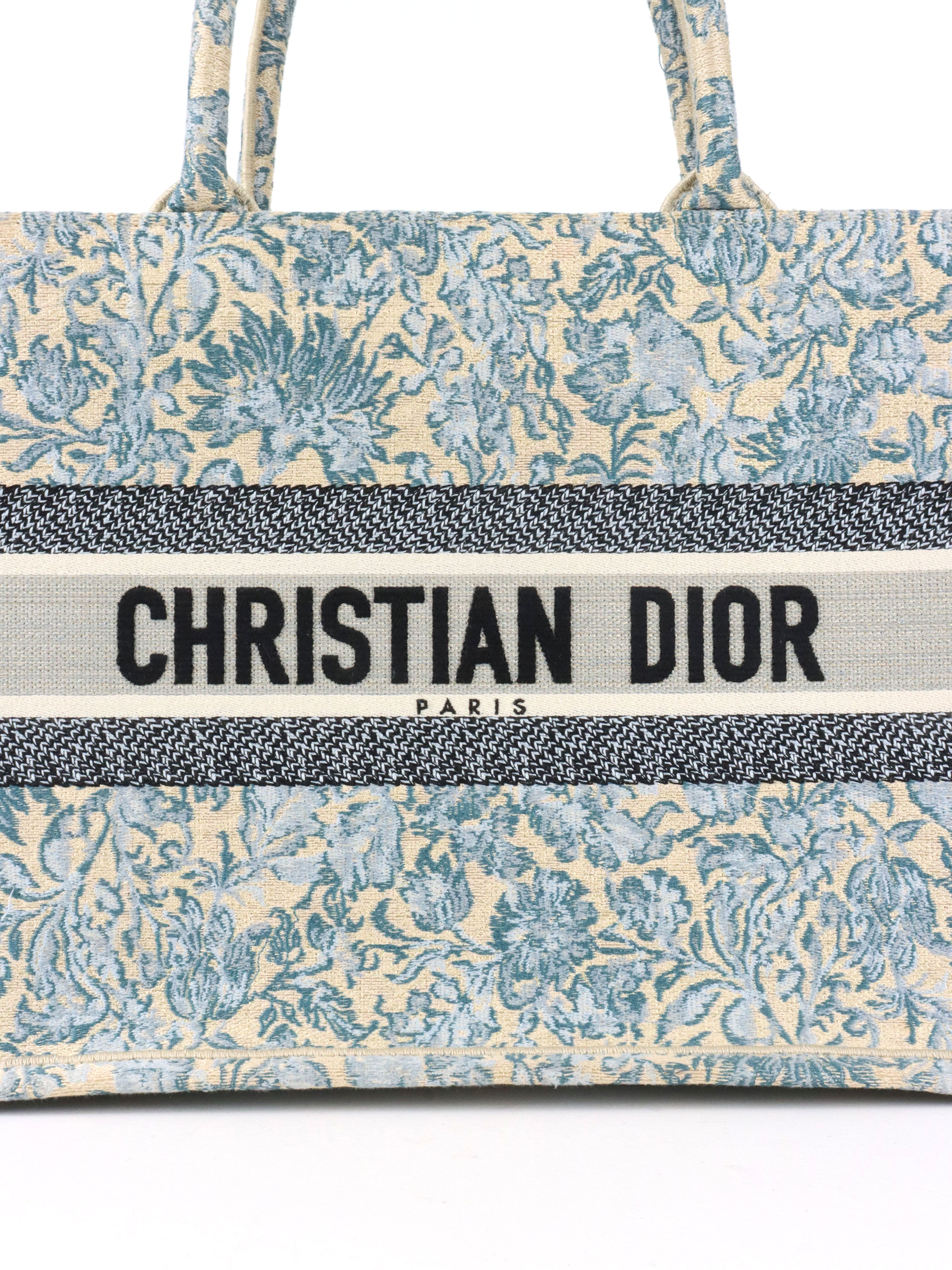 Dior Medium Blue Brocart Book Tote