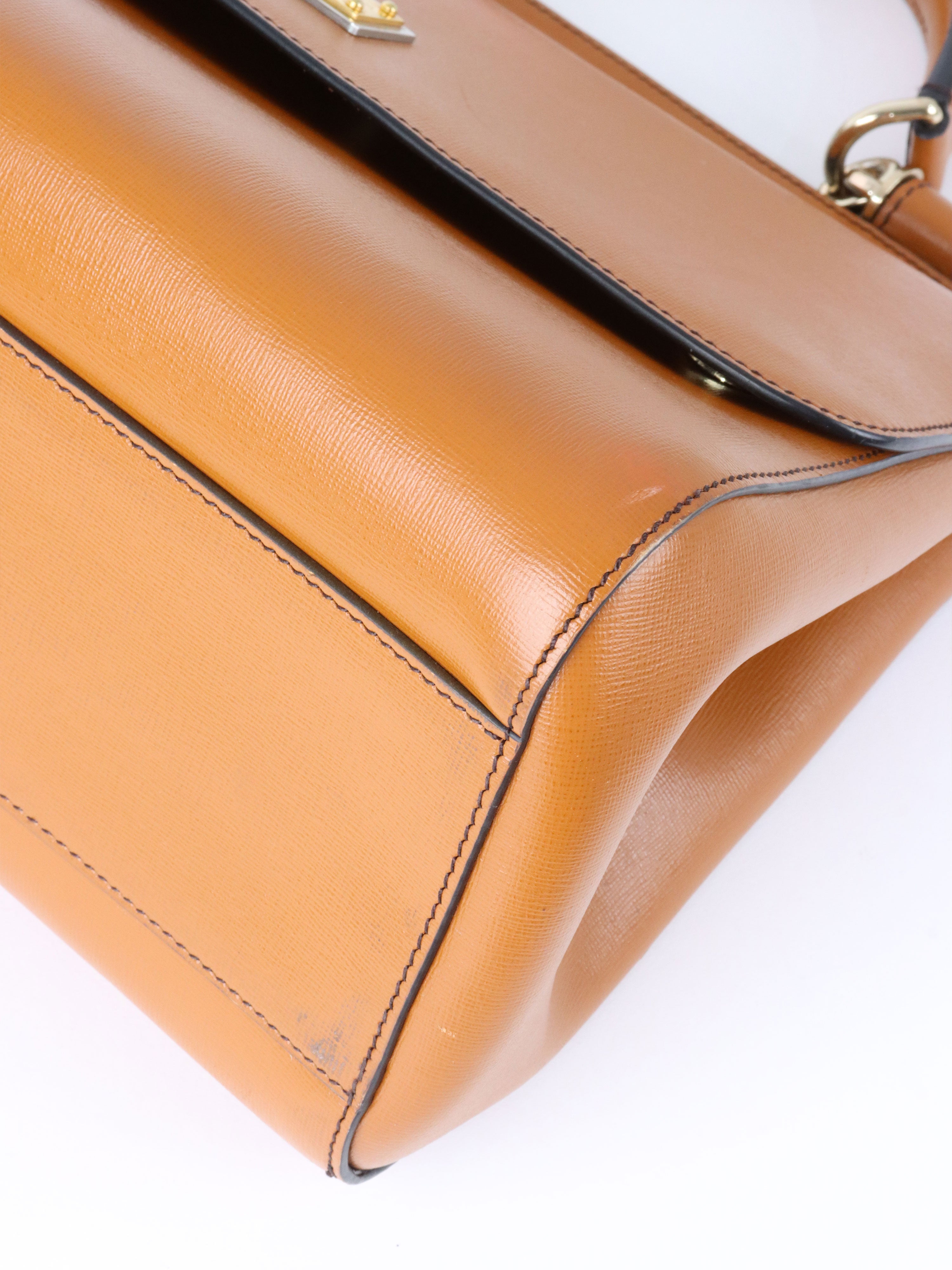Dolce  Gabbana Caramel Brown Sicily Tote Bag.