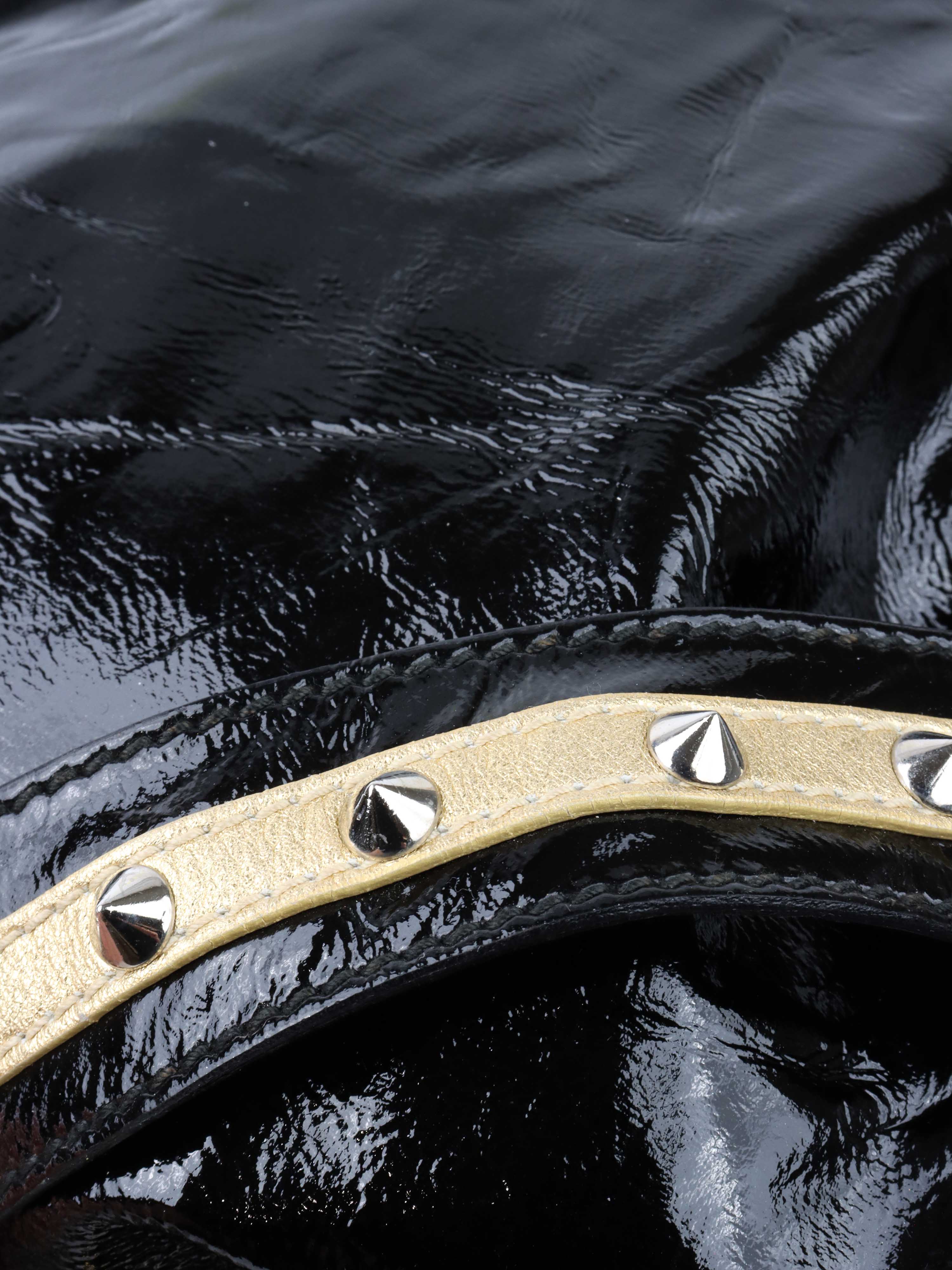 Dolce 
Gabbana Black 
Gold Patent Hobo Bag.