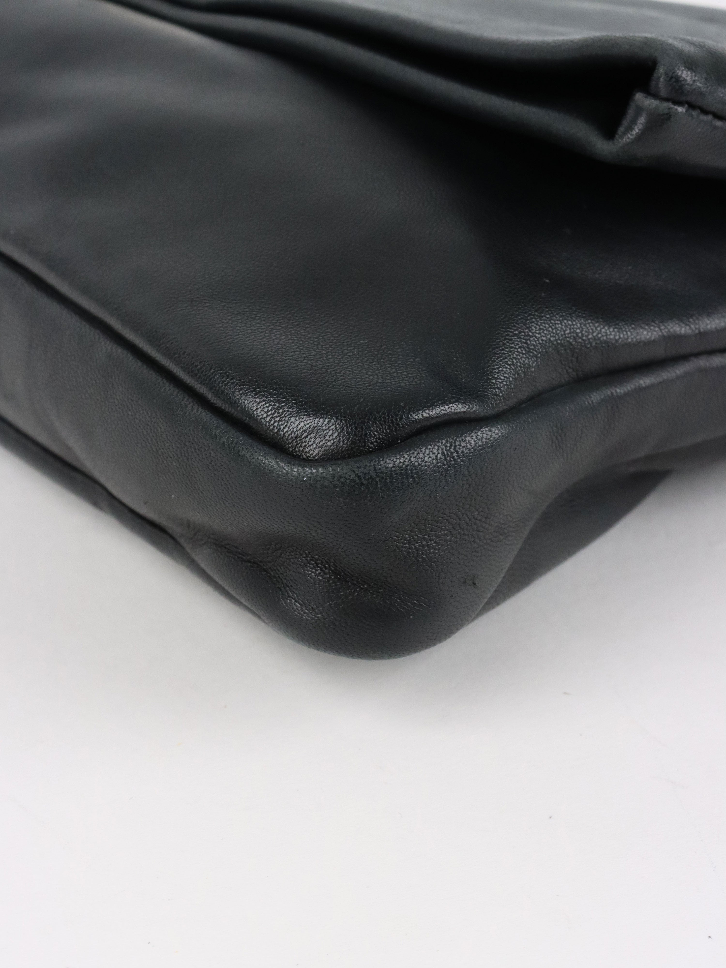 Miu Miu Black Smooth Leather with Crystal Strap Bag