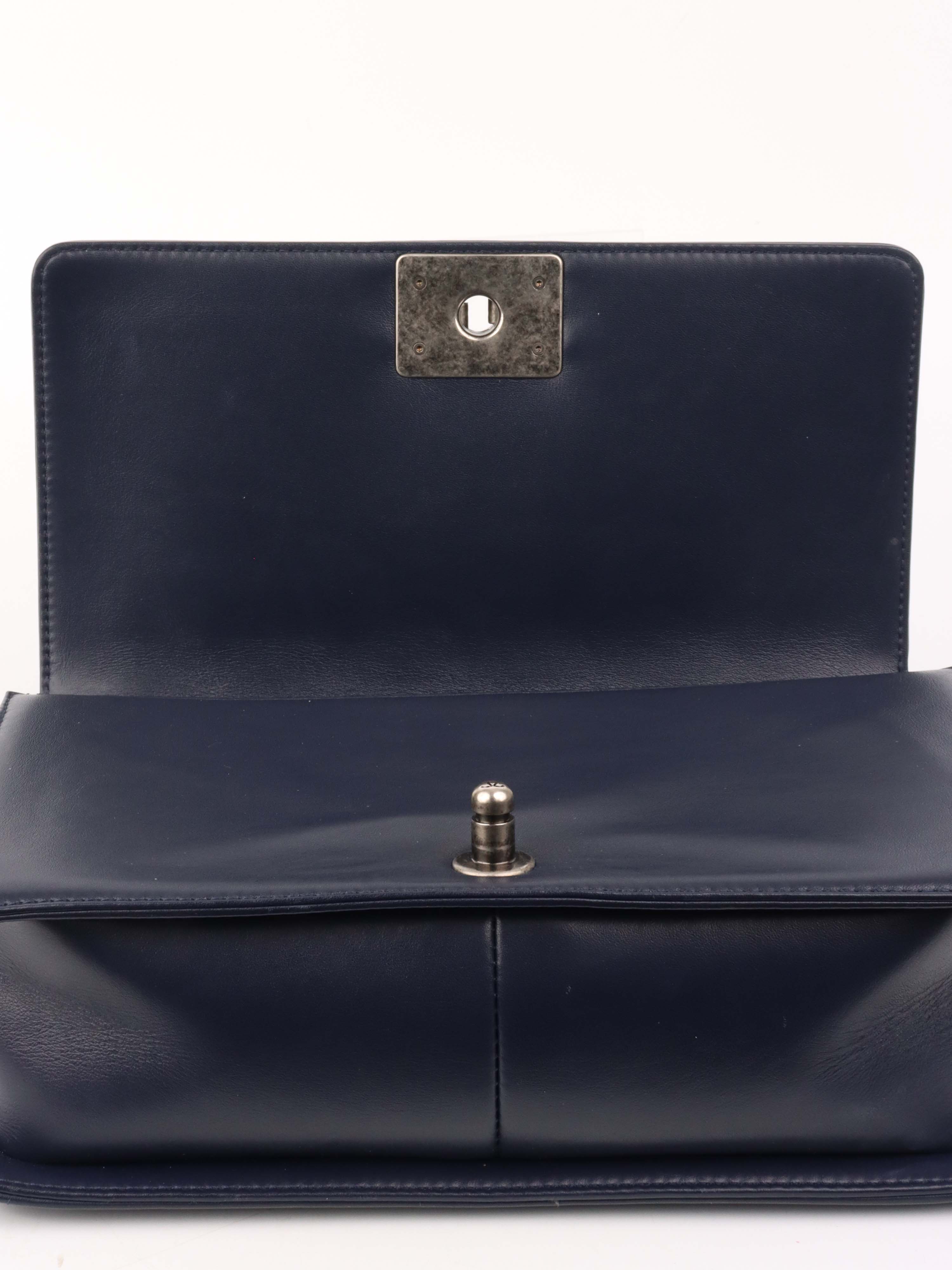 Chanel Medium Navy Boy Bag.