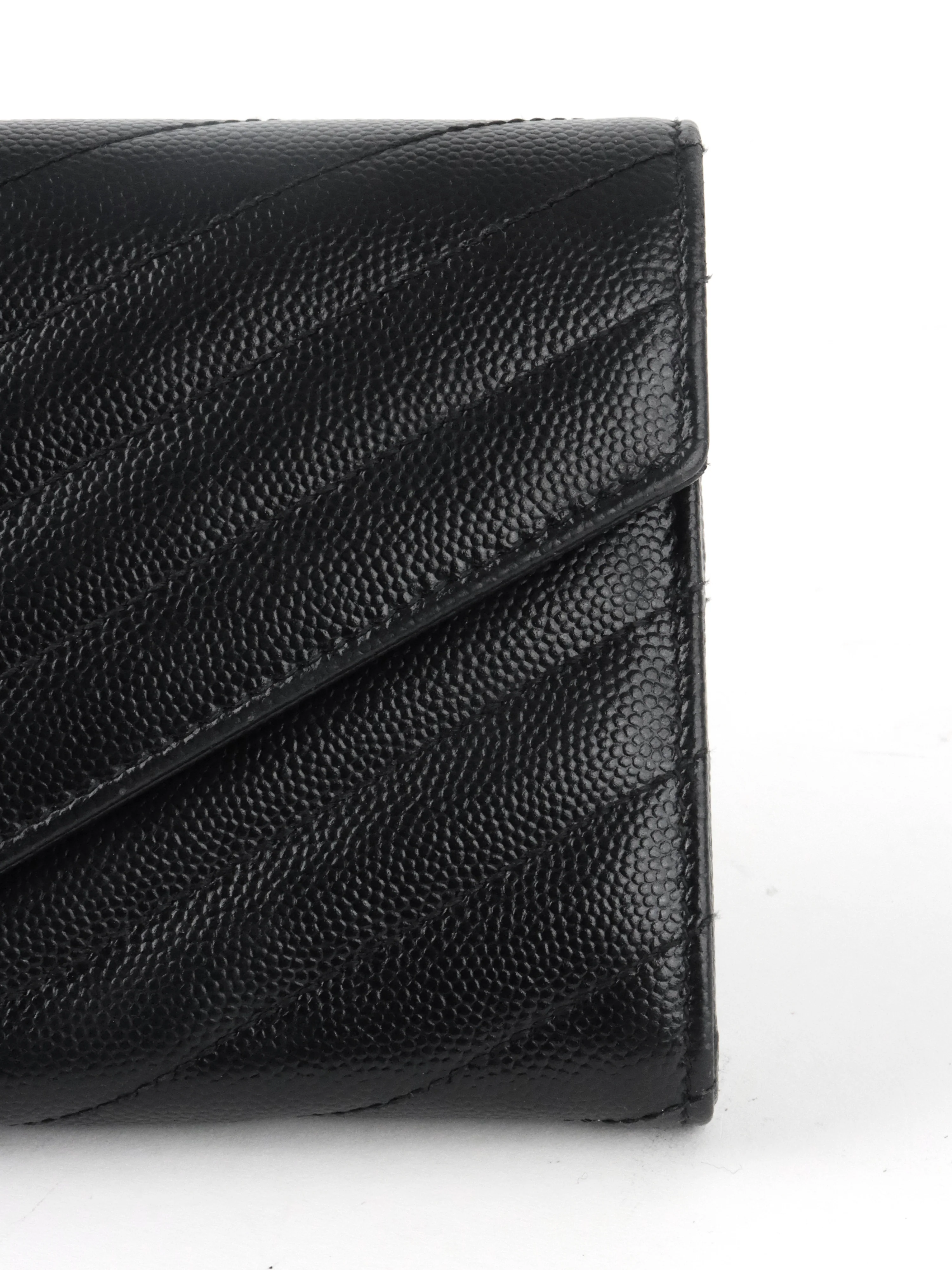 Saint Laurent Black Cassandre Matelasse Large Flap Wallet