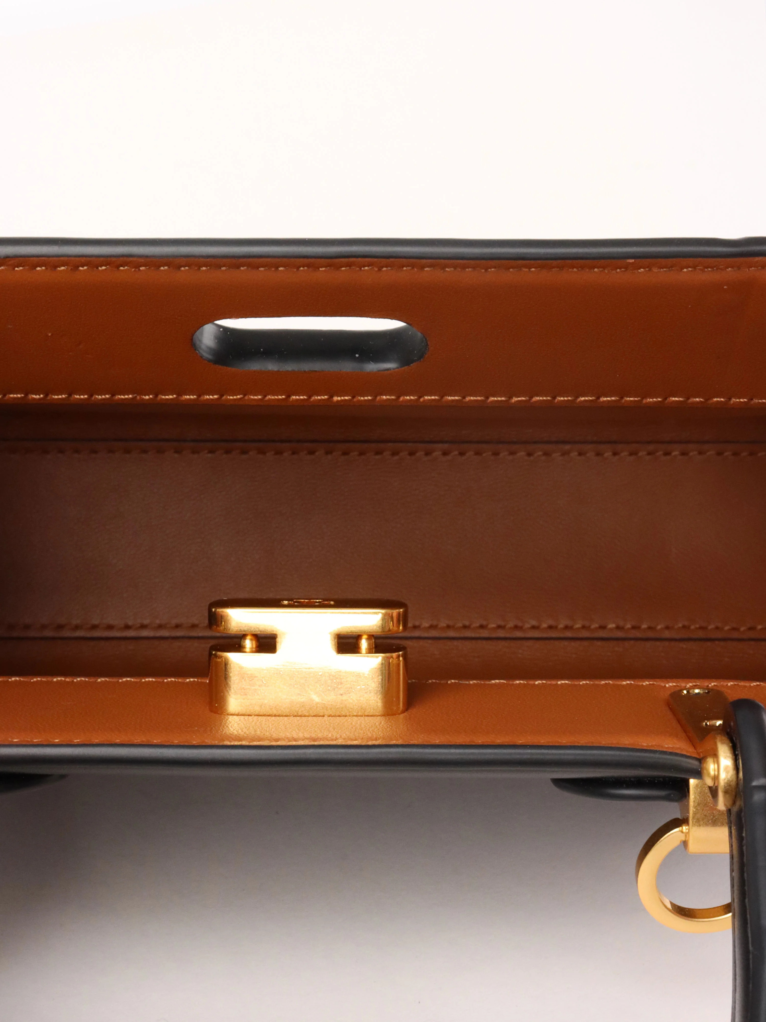 Tory Burch Black Mini Lee Radziwill Top Handle Bag GHW