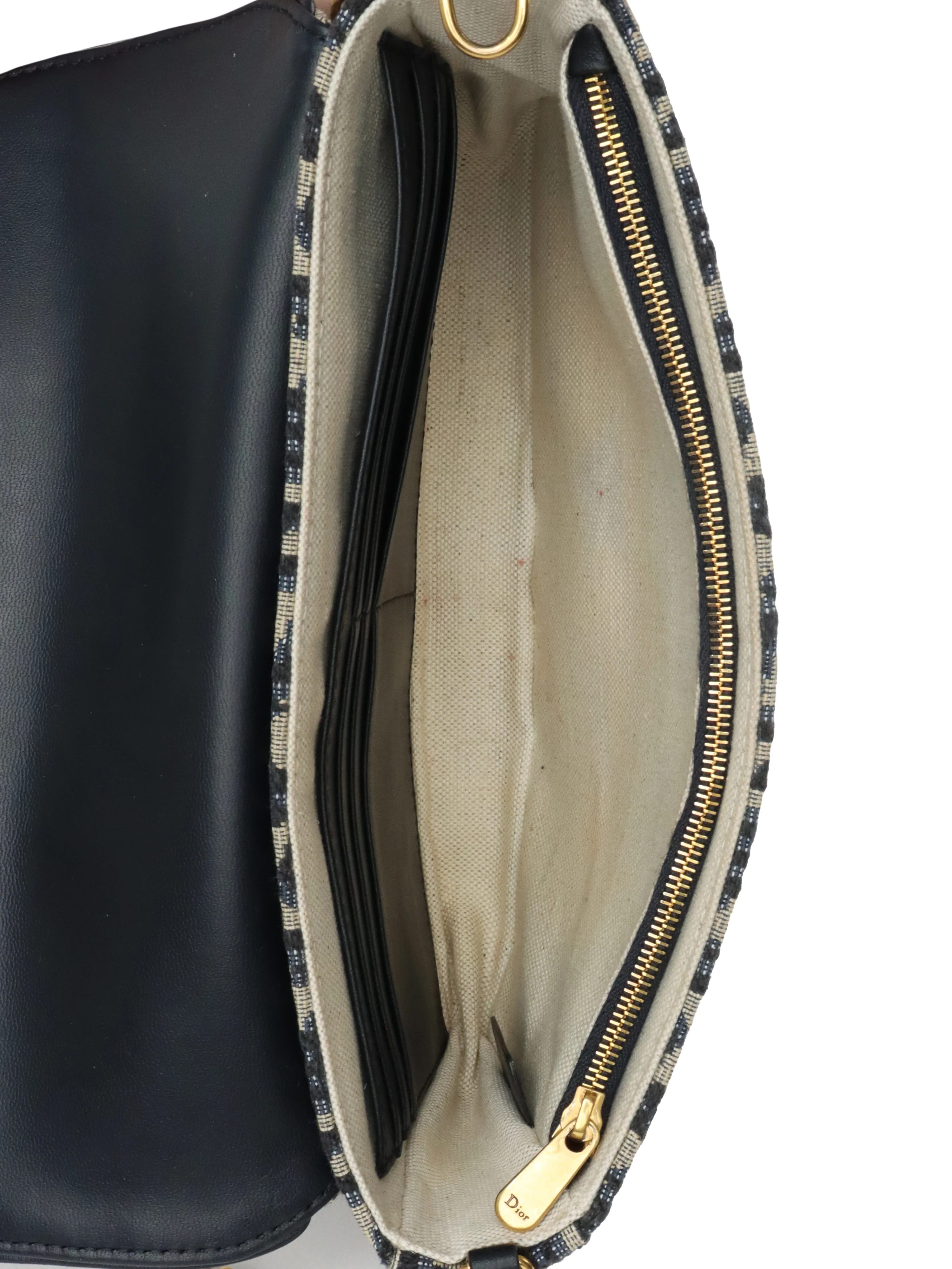 Dior Blue Oblique Jacquard Medium Saddle Pouch with Chain