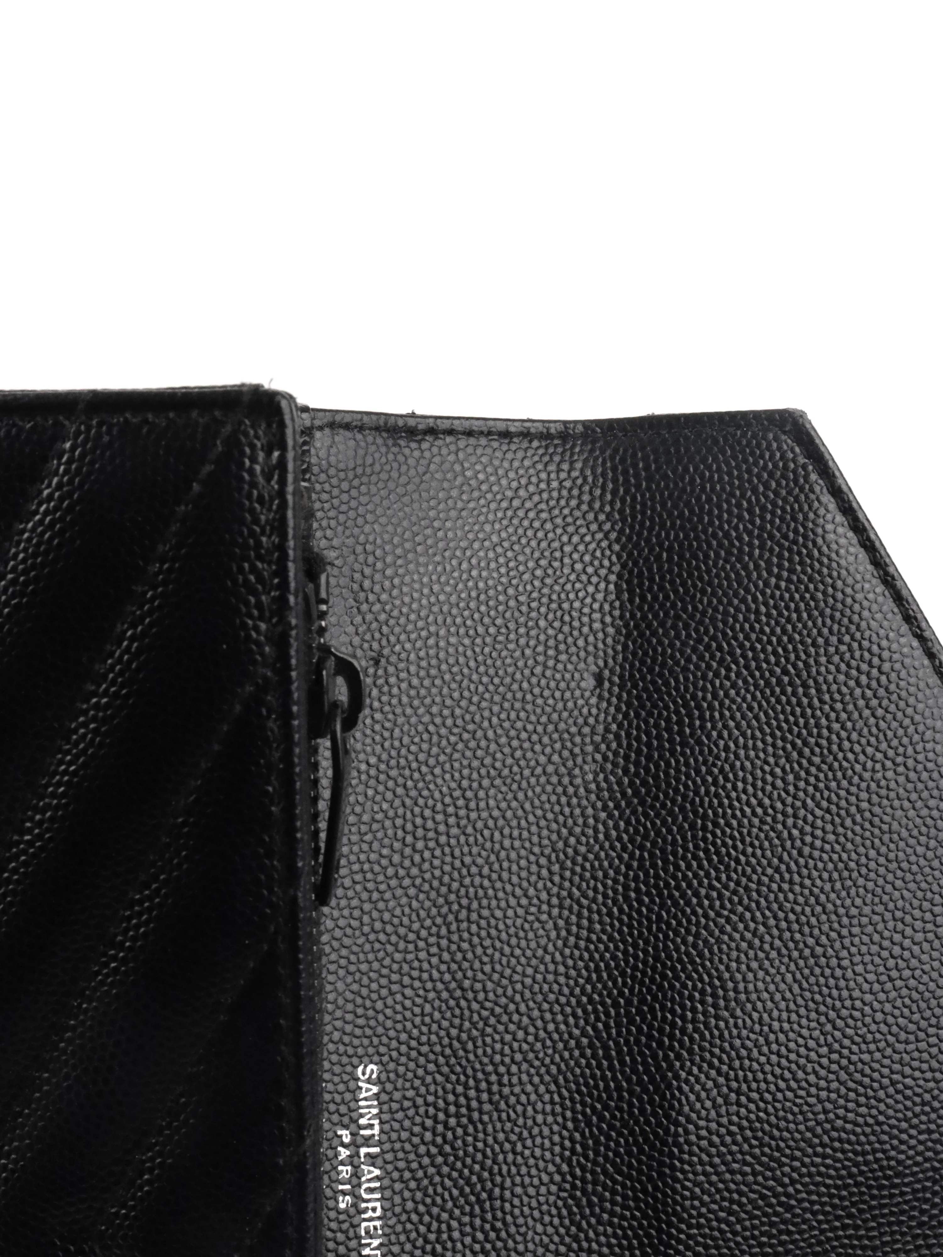 Saint Laurent Black Cassandre Matelasse Large Flap Wallet