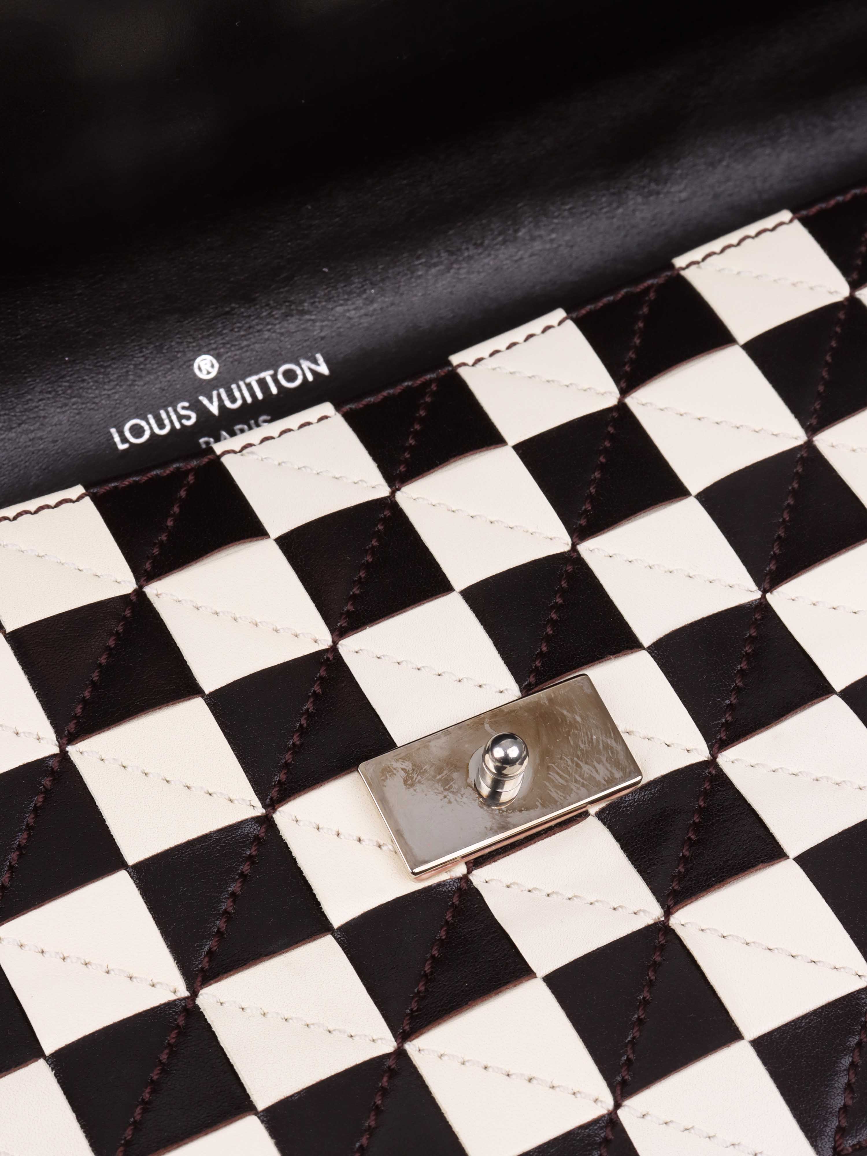 Louis Vuitton Black 
White Chess Board Clutch.