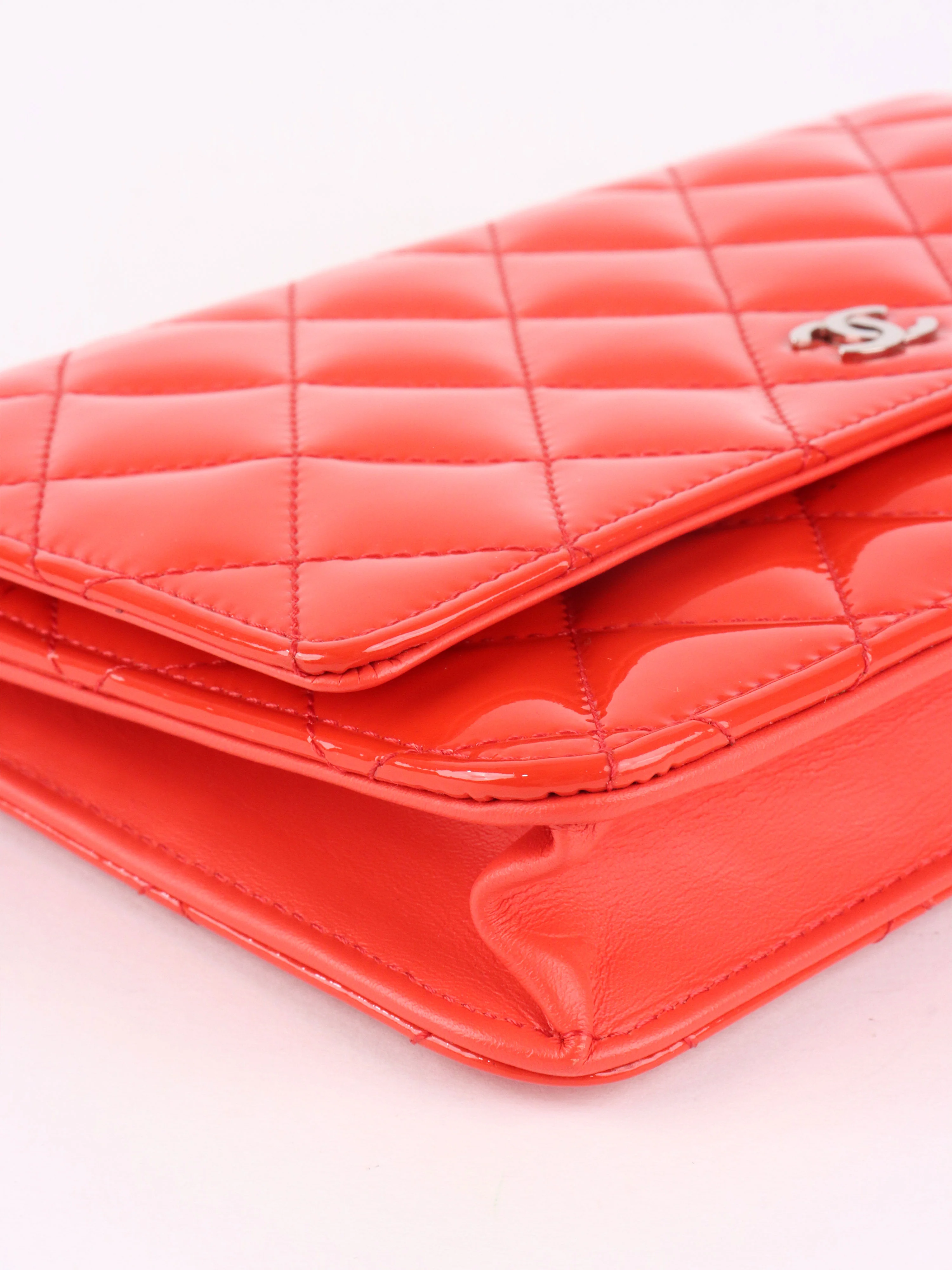 Chanel Red Patent Wallet on Chain SHW