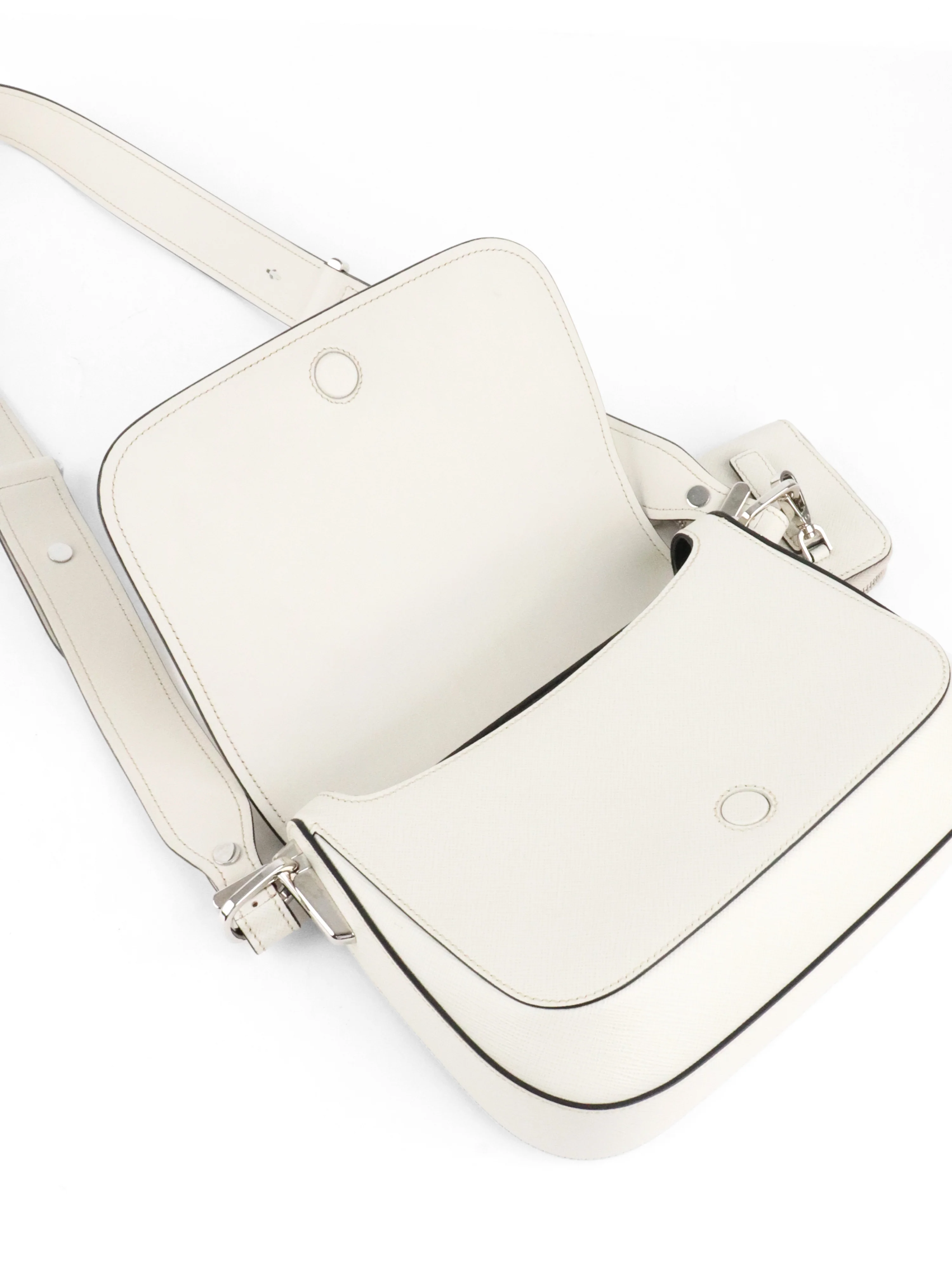Prada White Saffiano Crossbody Bag