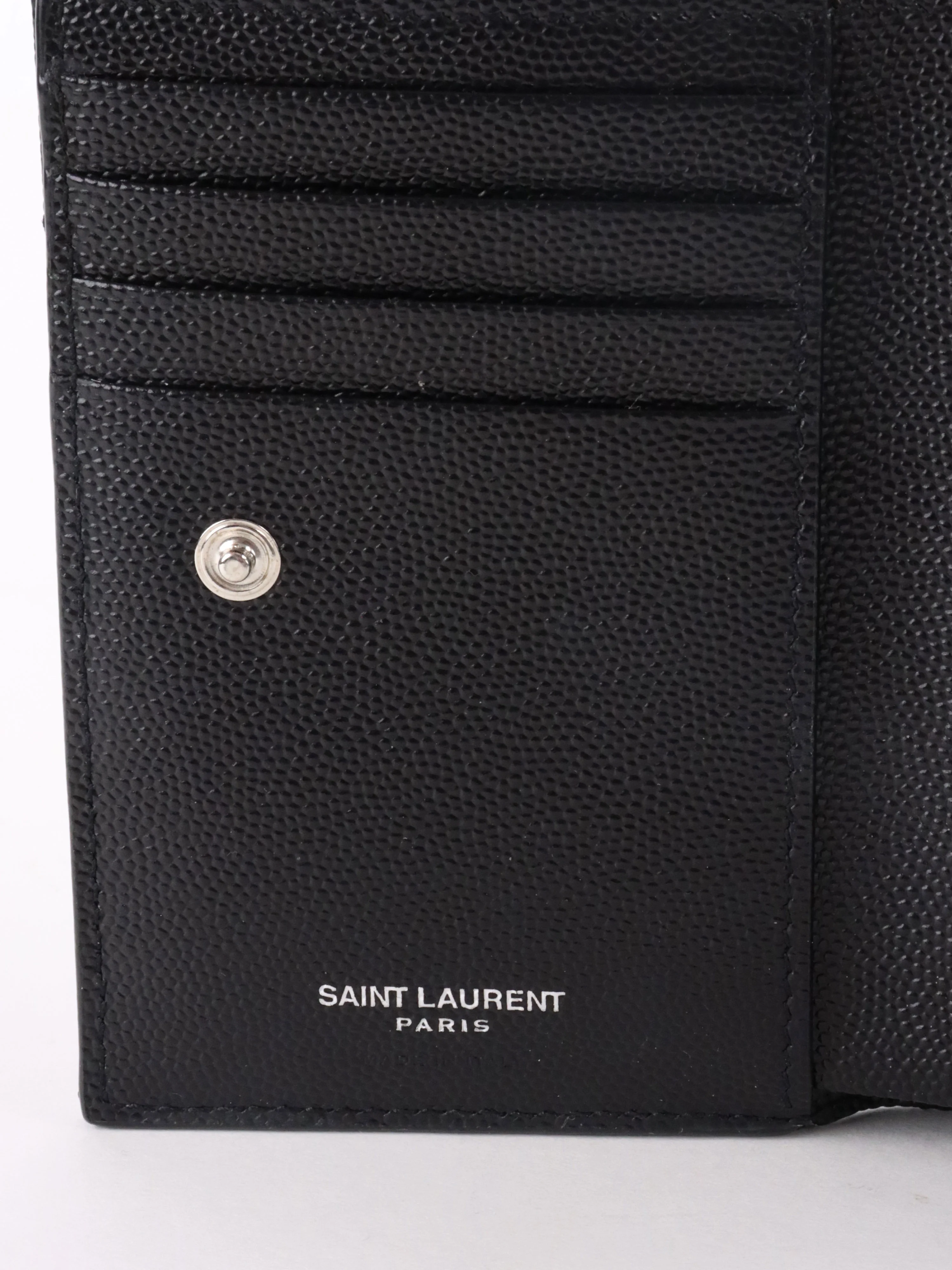 Saint Laurent Zipped Black Leather Wallet SHW