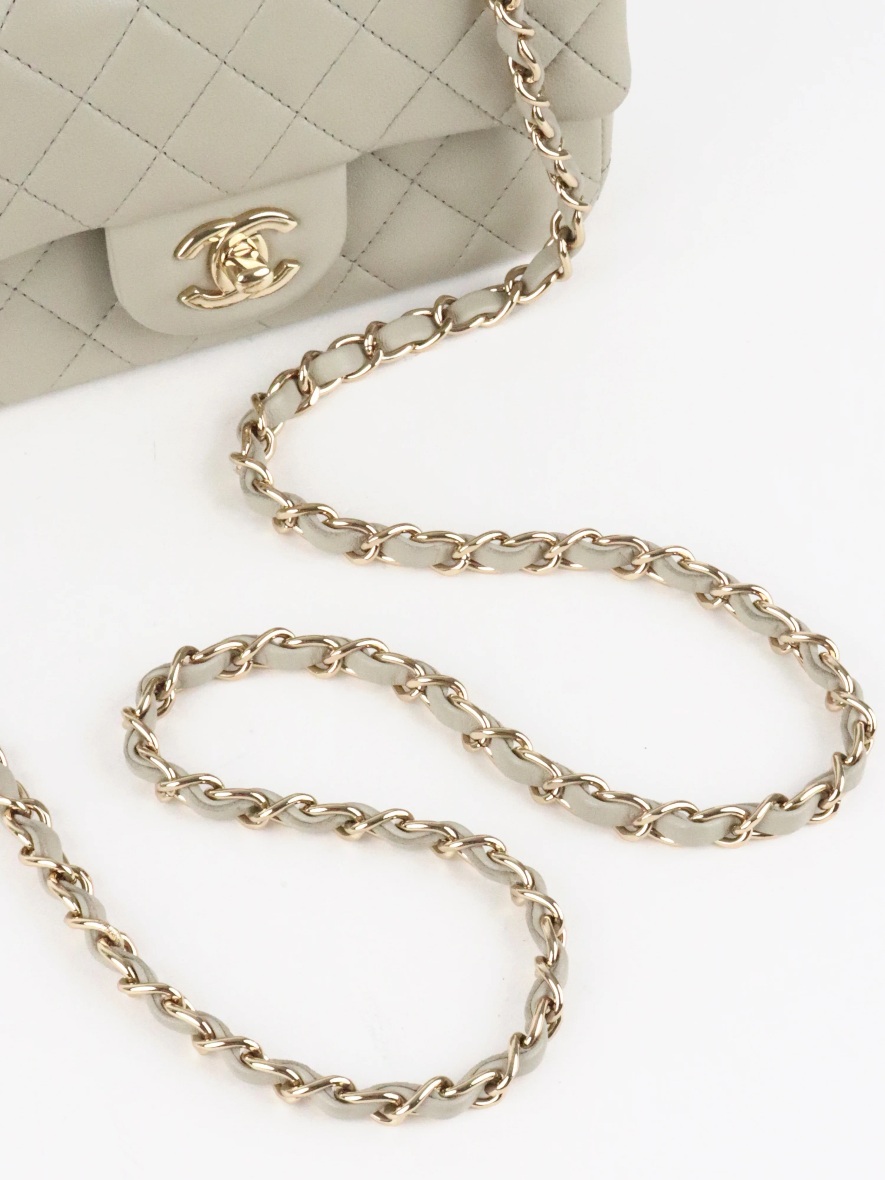 Chanel Light Grey Mini Classic Flap Bag