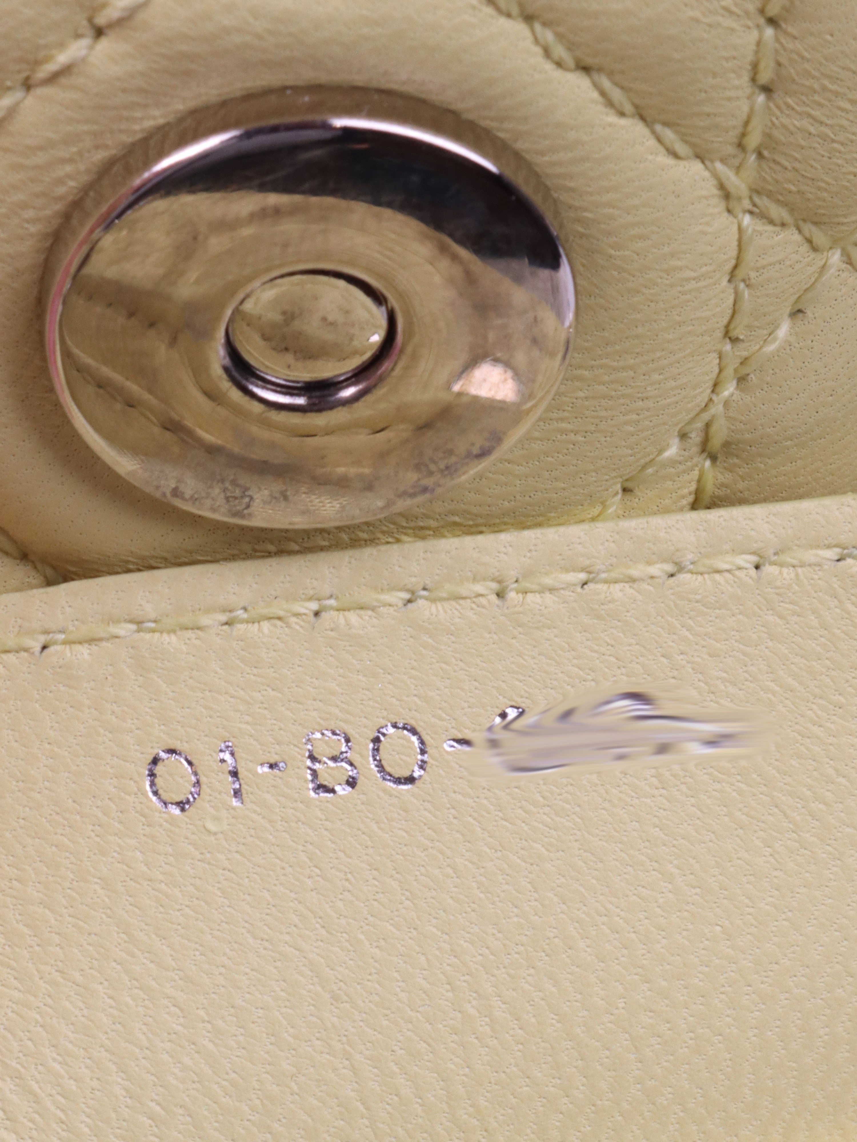 Dior Light Yellow Lambskin Cannage Bag SHW.