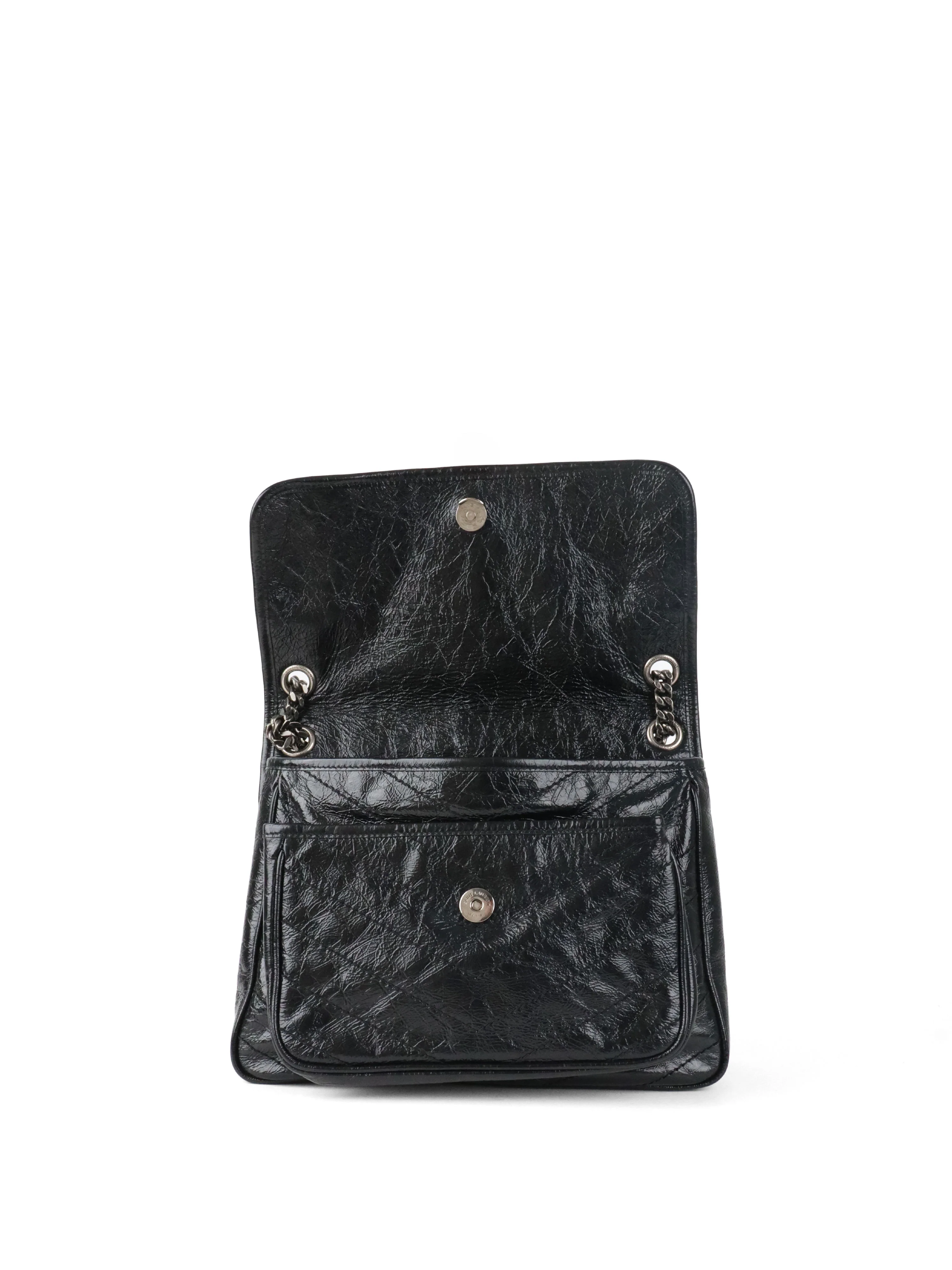 Saint Laurent Black Vintage Leather Medium Niki Bag