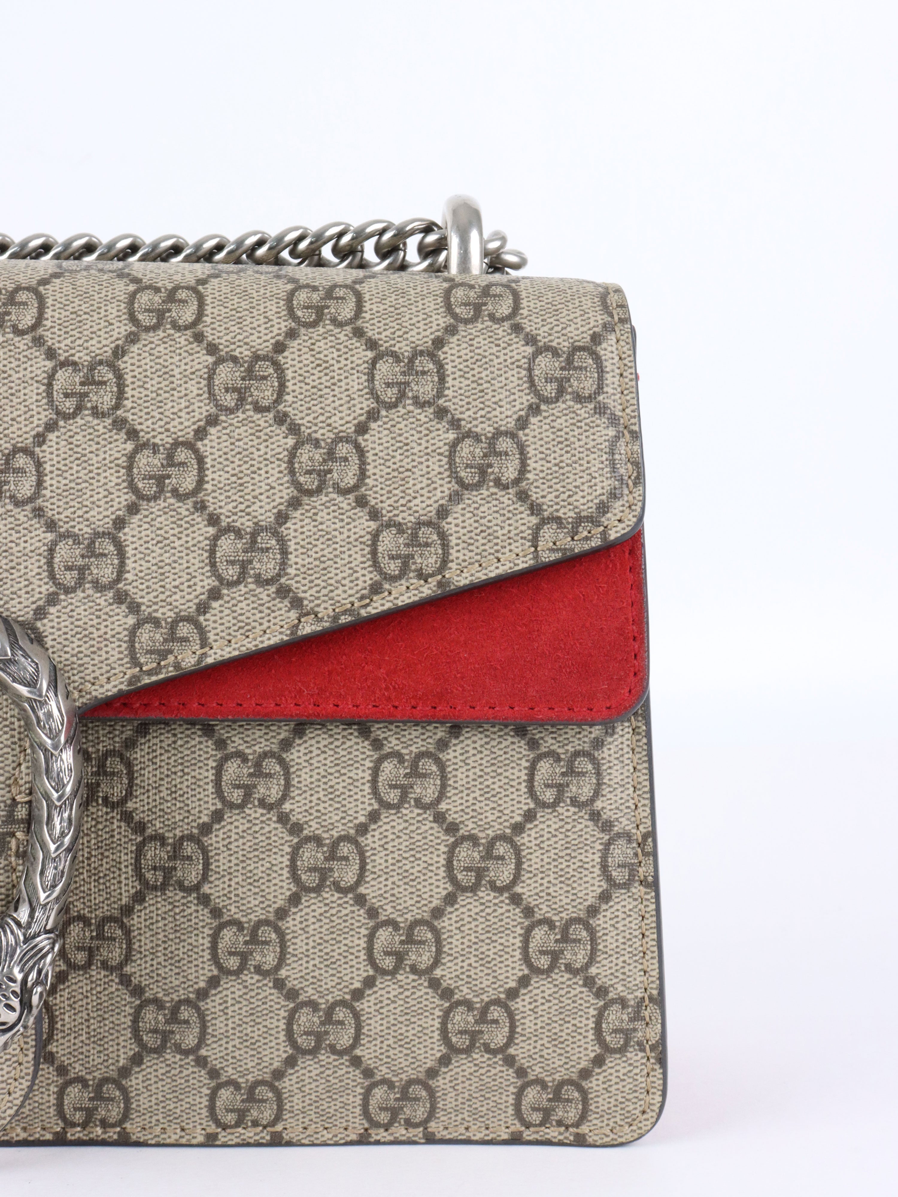 Gucci Small Dionysus GG Supreme Red Trim Shoulder Bag