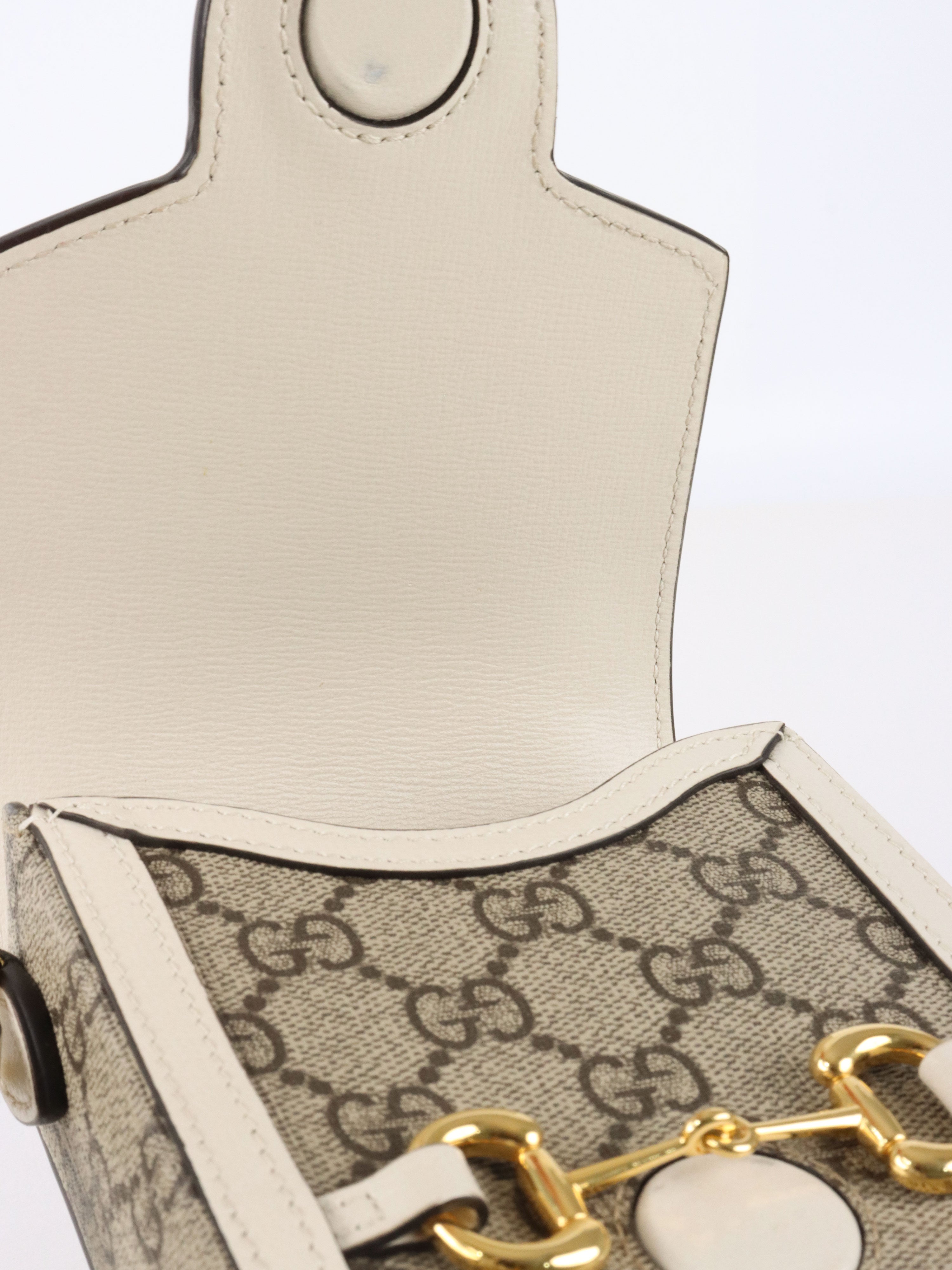 Gucci White and Canvas Horsebit 1955 Mini Bag