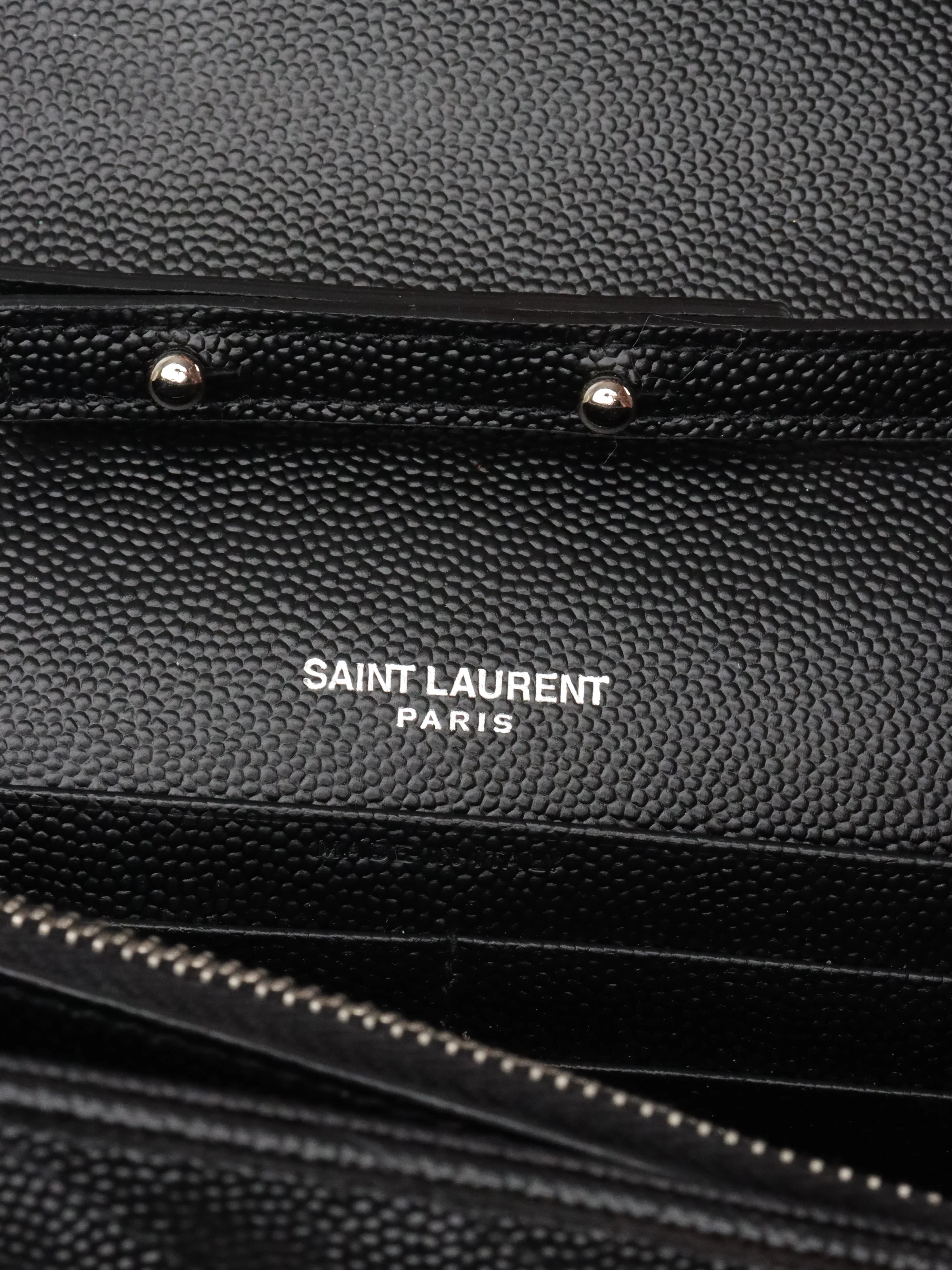 Saint Laurent Black Cassandre Envelope Chain Wallet